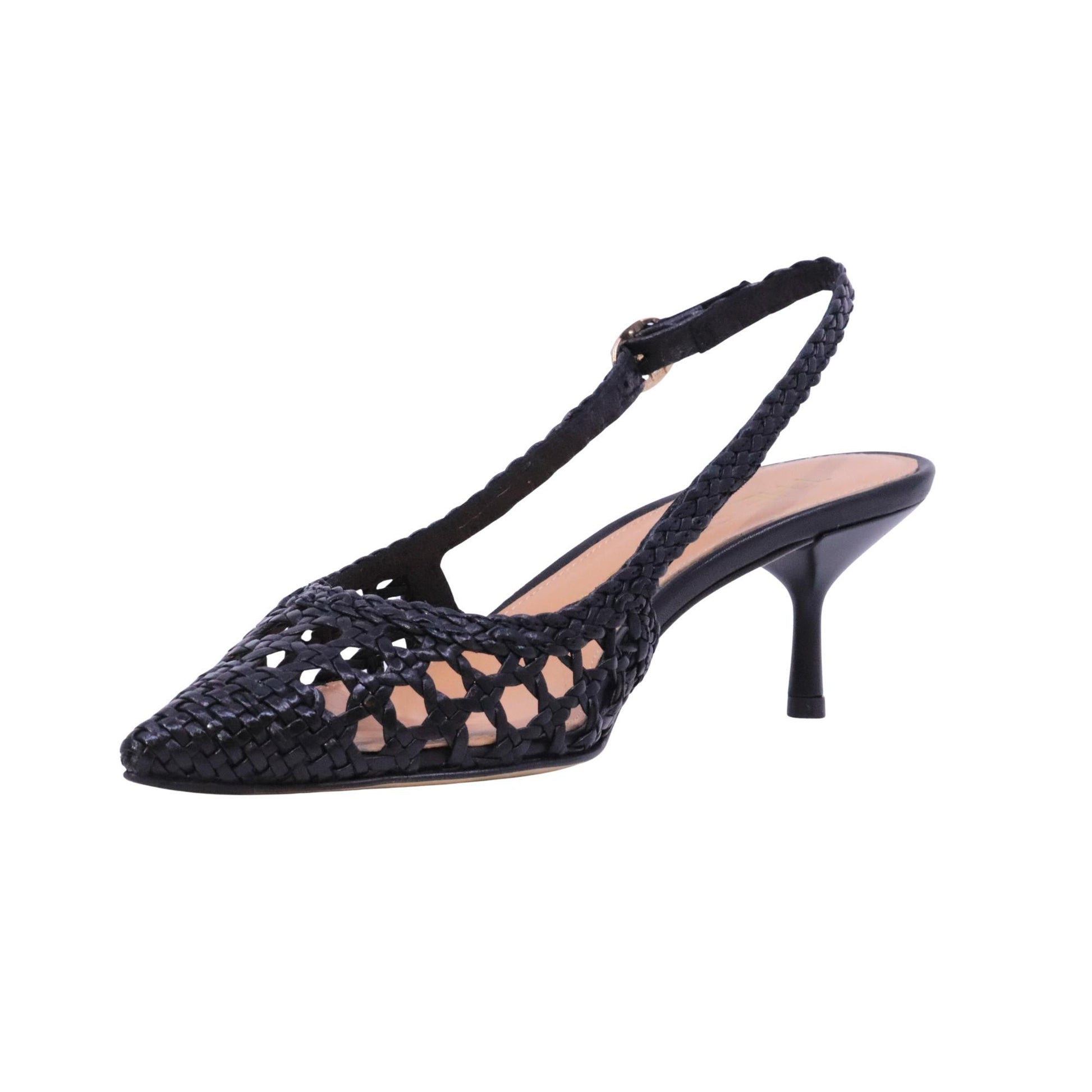 The Seller SE3028 slingback donna in pelle intrecciata nera 