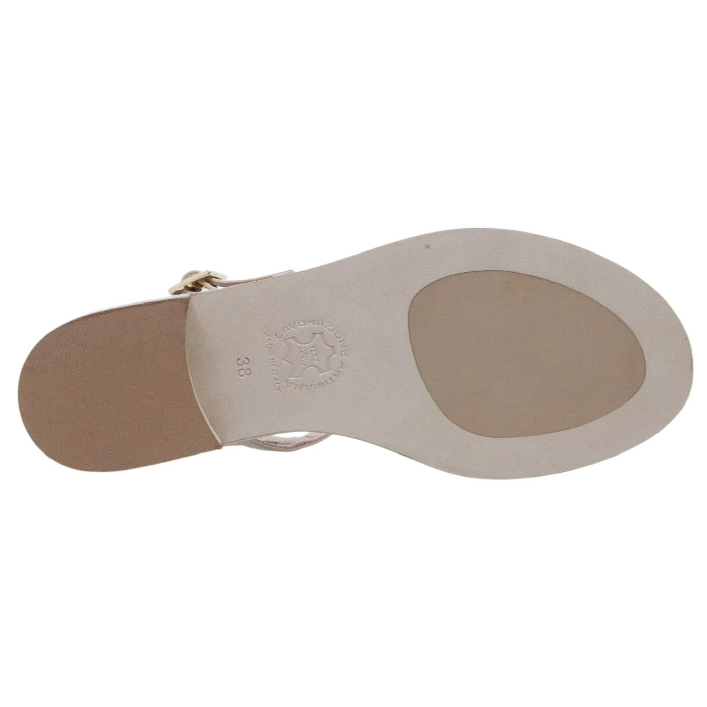 Paolo Ferrara CR1796C T15 Nappa Fondotinta sandalo infradito donna in pelle cuoio e nude 