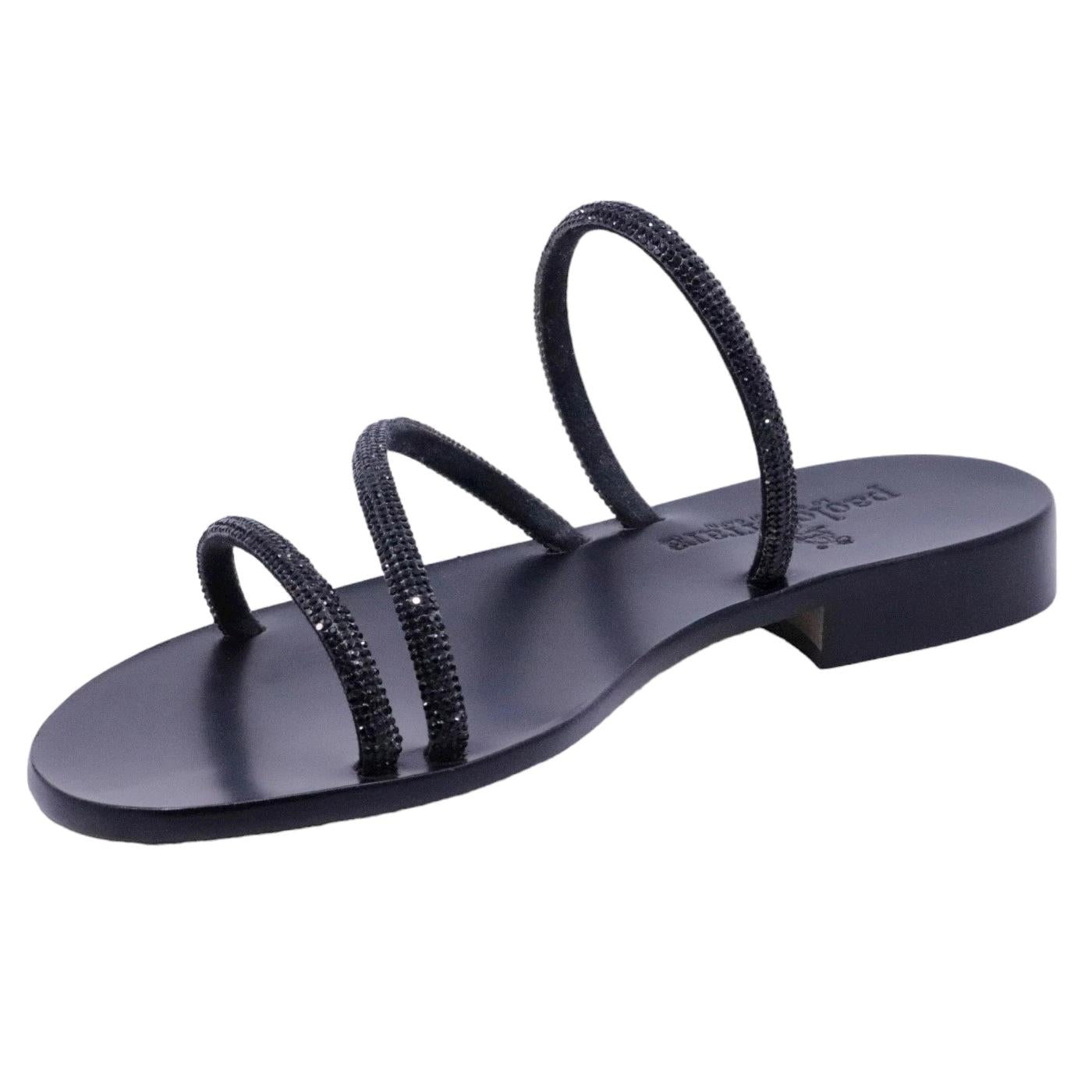 Sandalo caprese Paolo Ferrara 3114 in nero con strass luminosi 