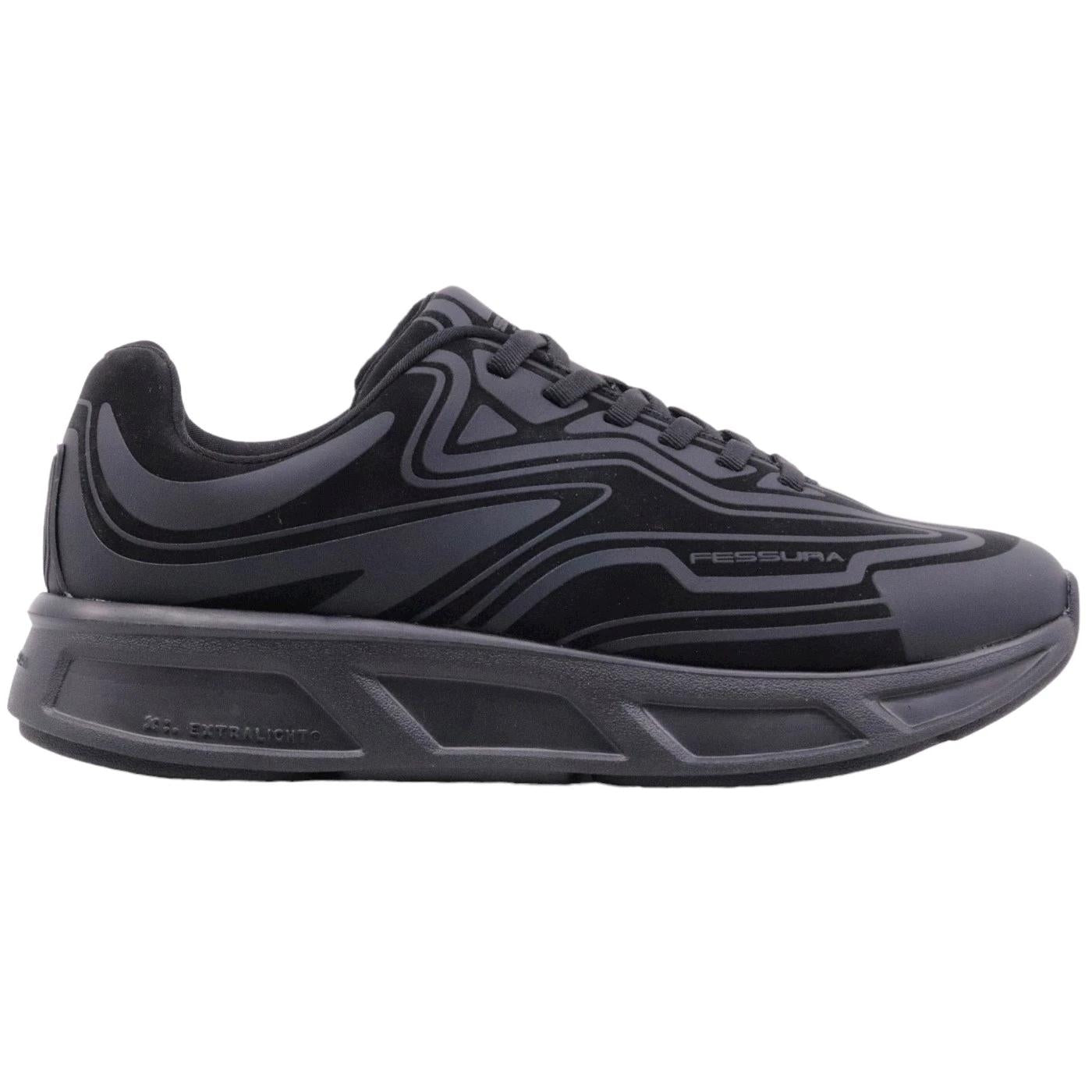 Sneaker Fessura Runflex #02 in nabuk nero 
