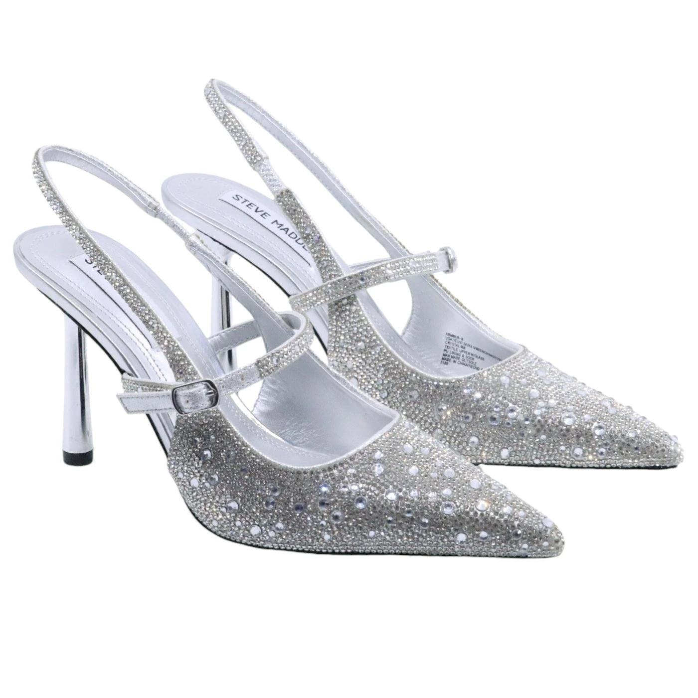 Slingback Steve Madden Armour con strass argento 