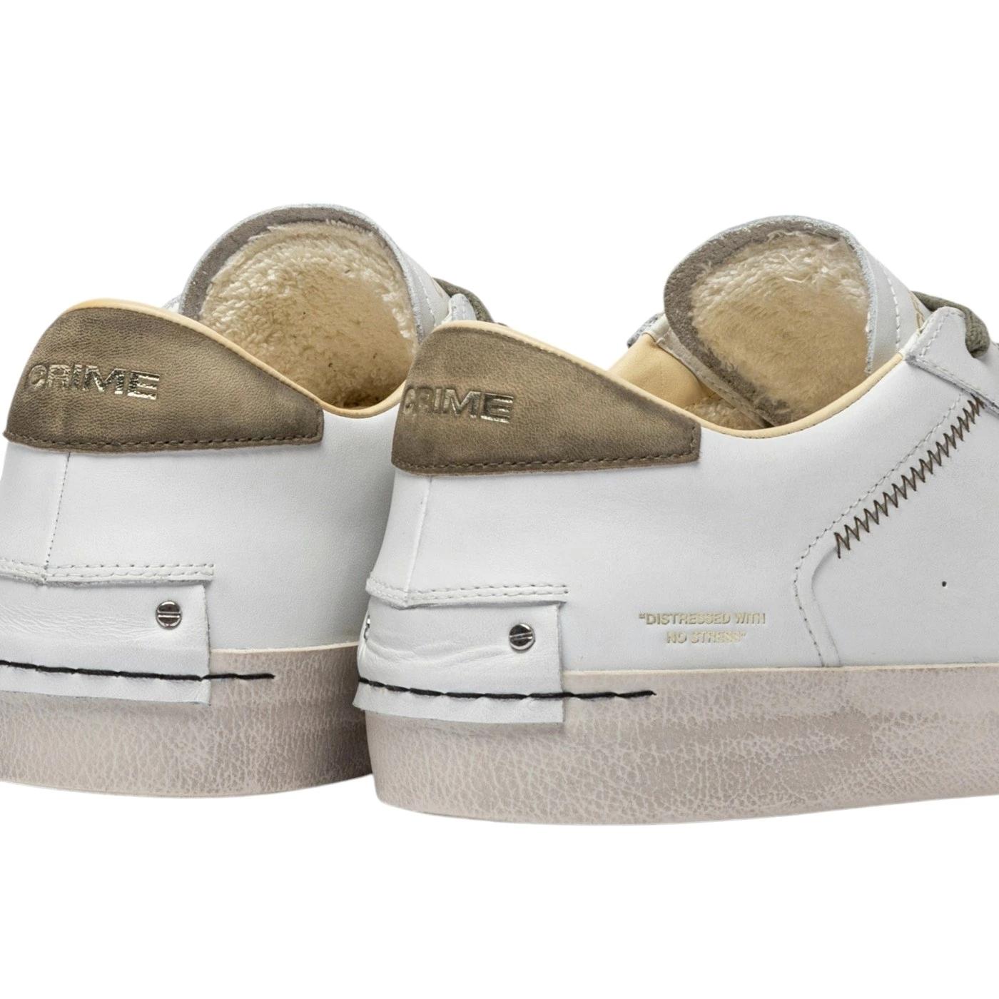 Sneaker uomo Crime London 14001 Distressed in pelle bianca 