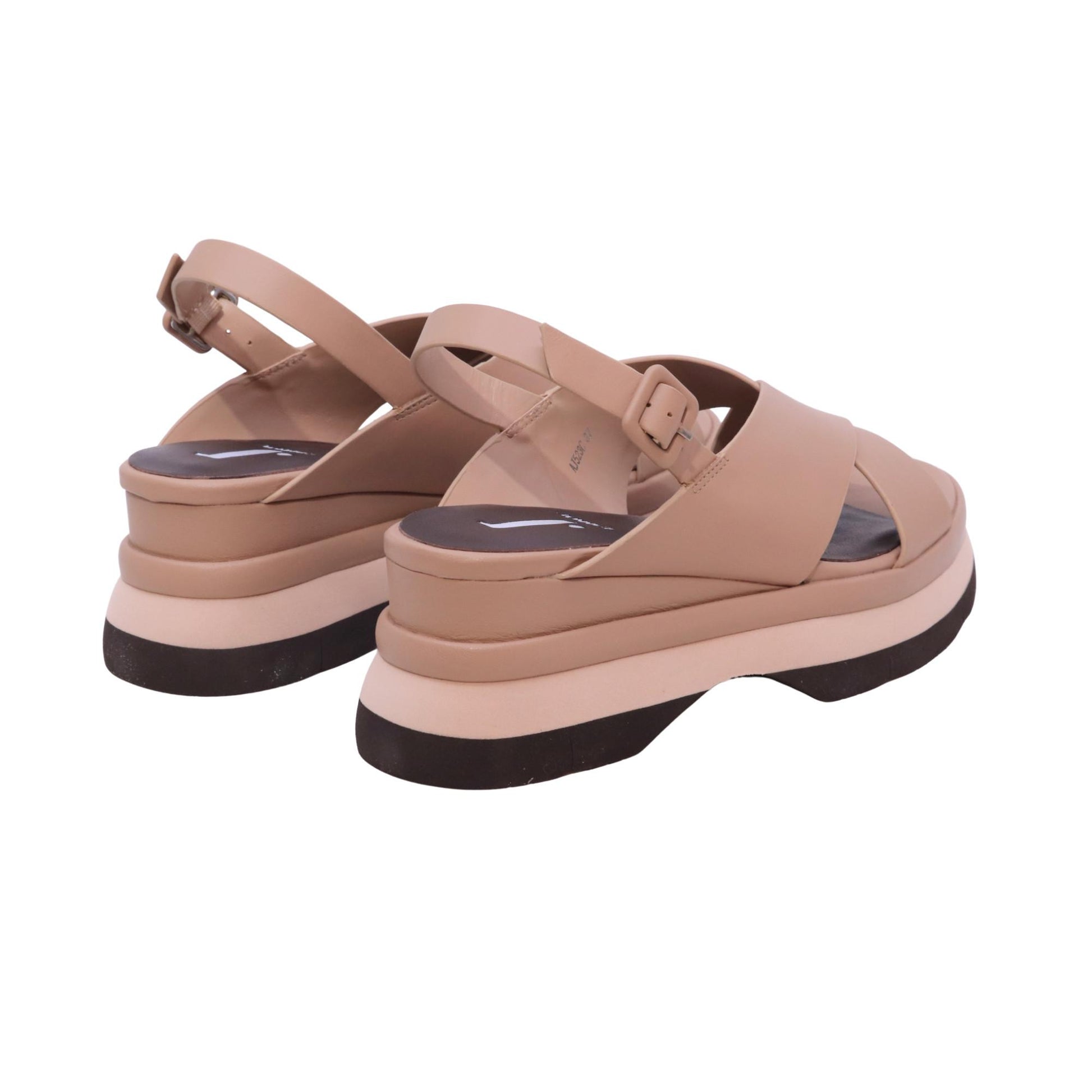 Jeannot AJ523C sandalo zeppa donna in pelle nappa sabbia con cinturino 