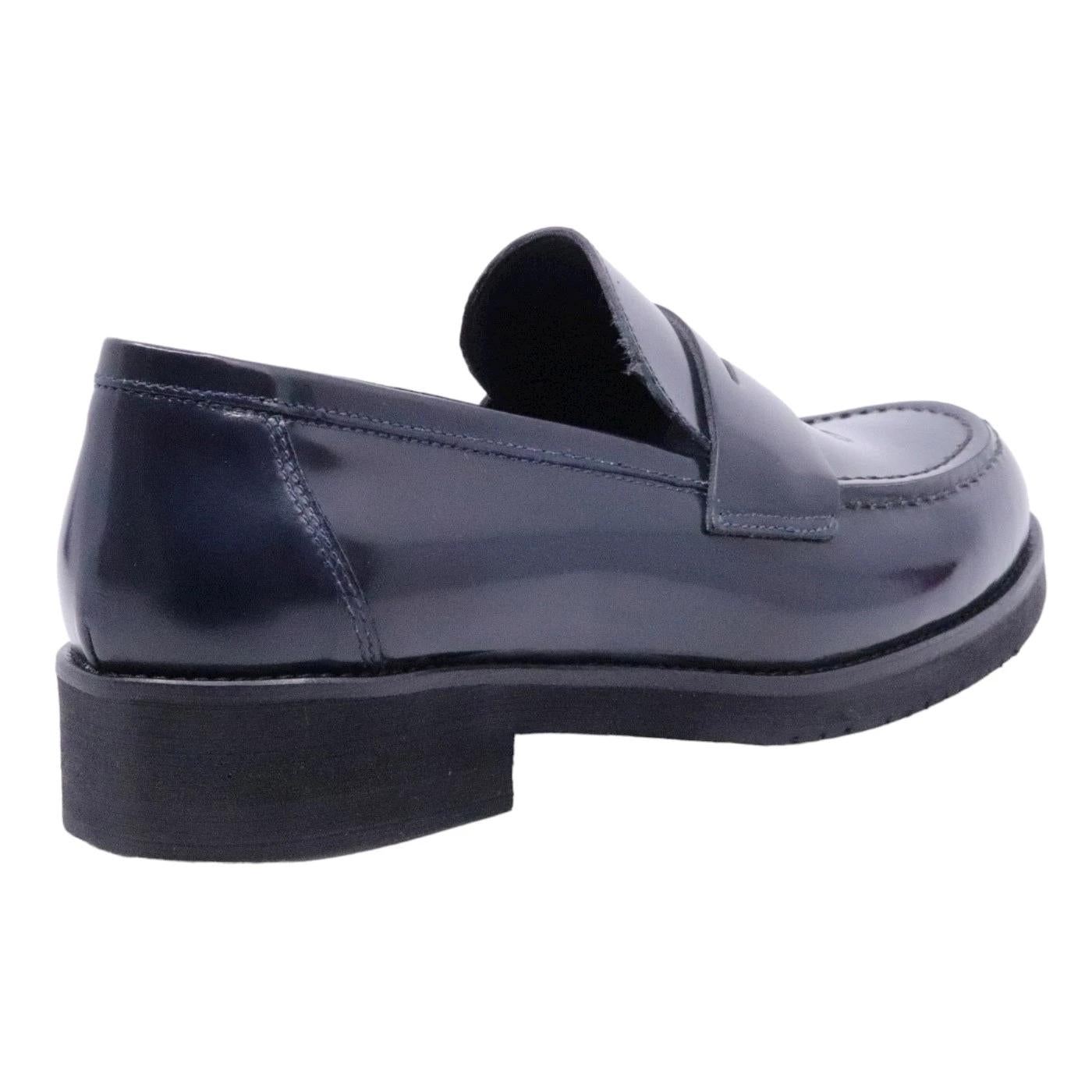 Mocassino donna Ranyé 250 in pelle spazzolata blu 