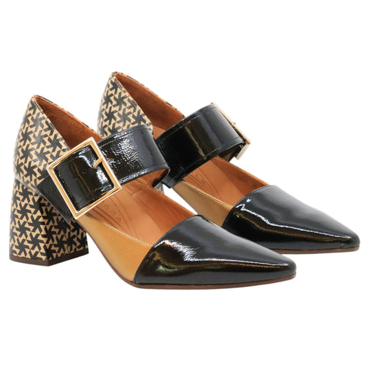 Decolletè Chie Mihara Abeu in pelle lucida nera e bronzo 