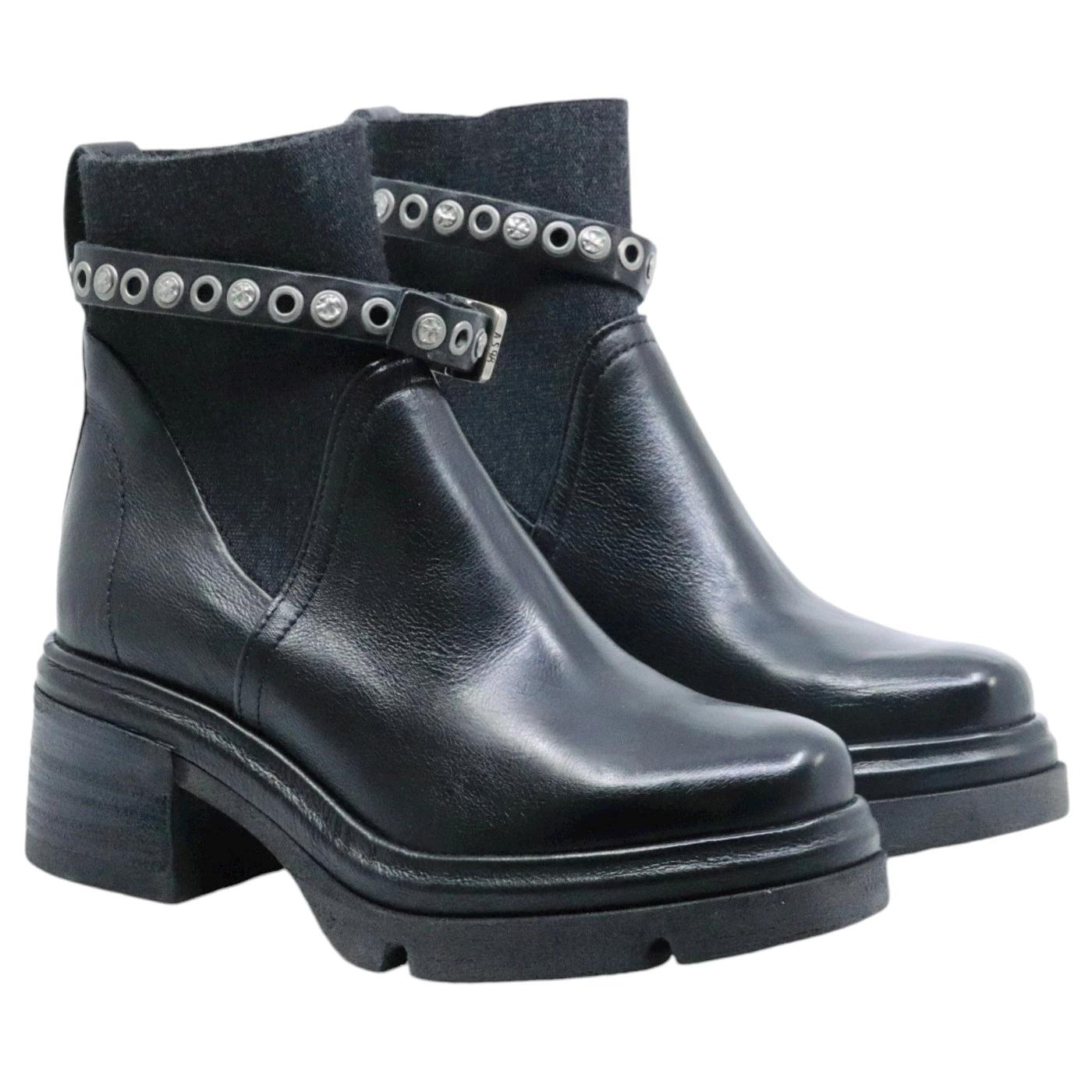 Stivaletto donna AS98 A89219 in pelle nera 
