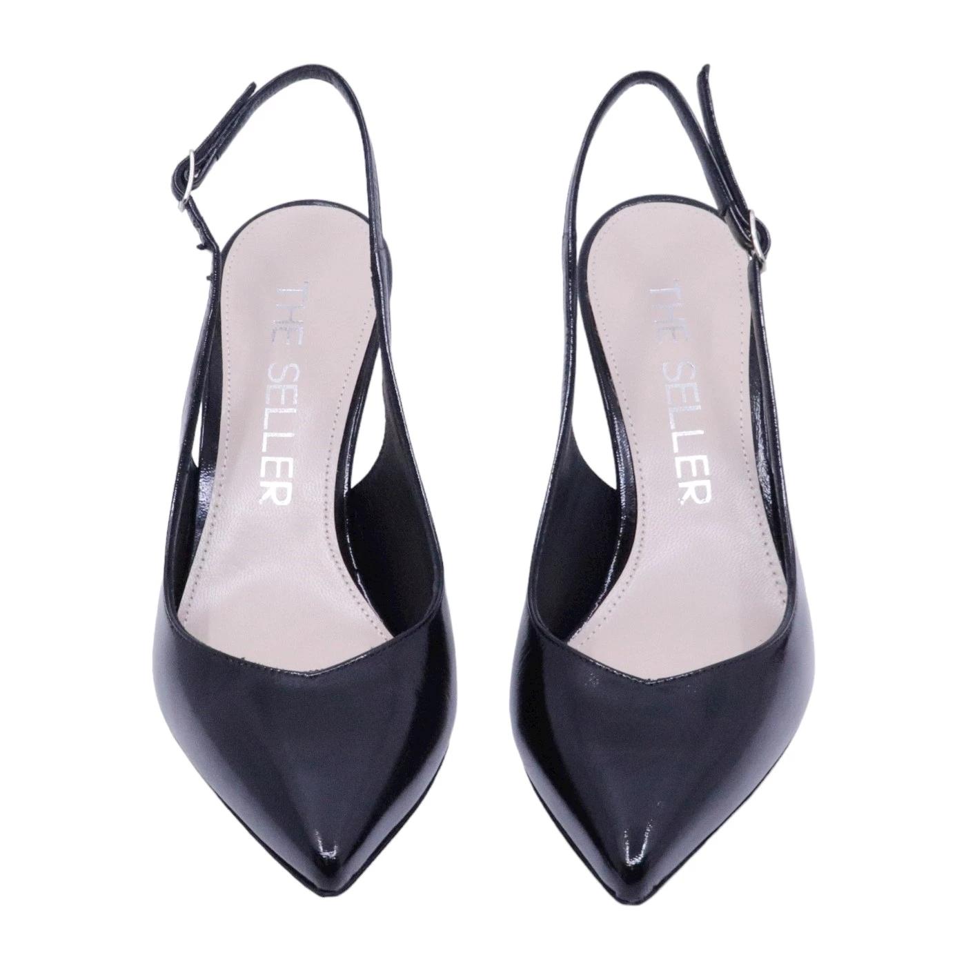 Slingback donna The Seller 908 in pelle spazzolta nera 