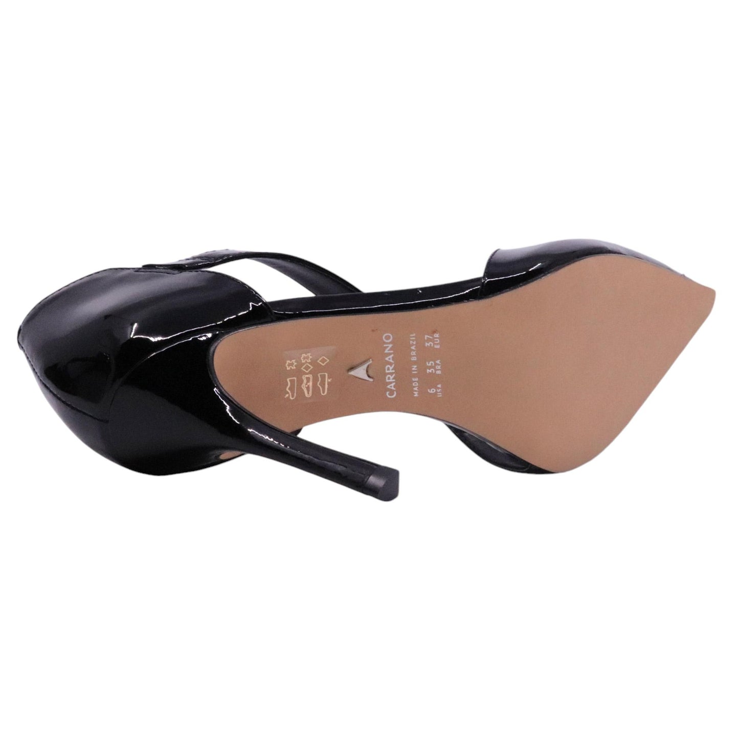 Décolleté donna Carrano 607002 in pelle vernice di colore nero aperto ai lati 