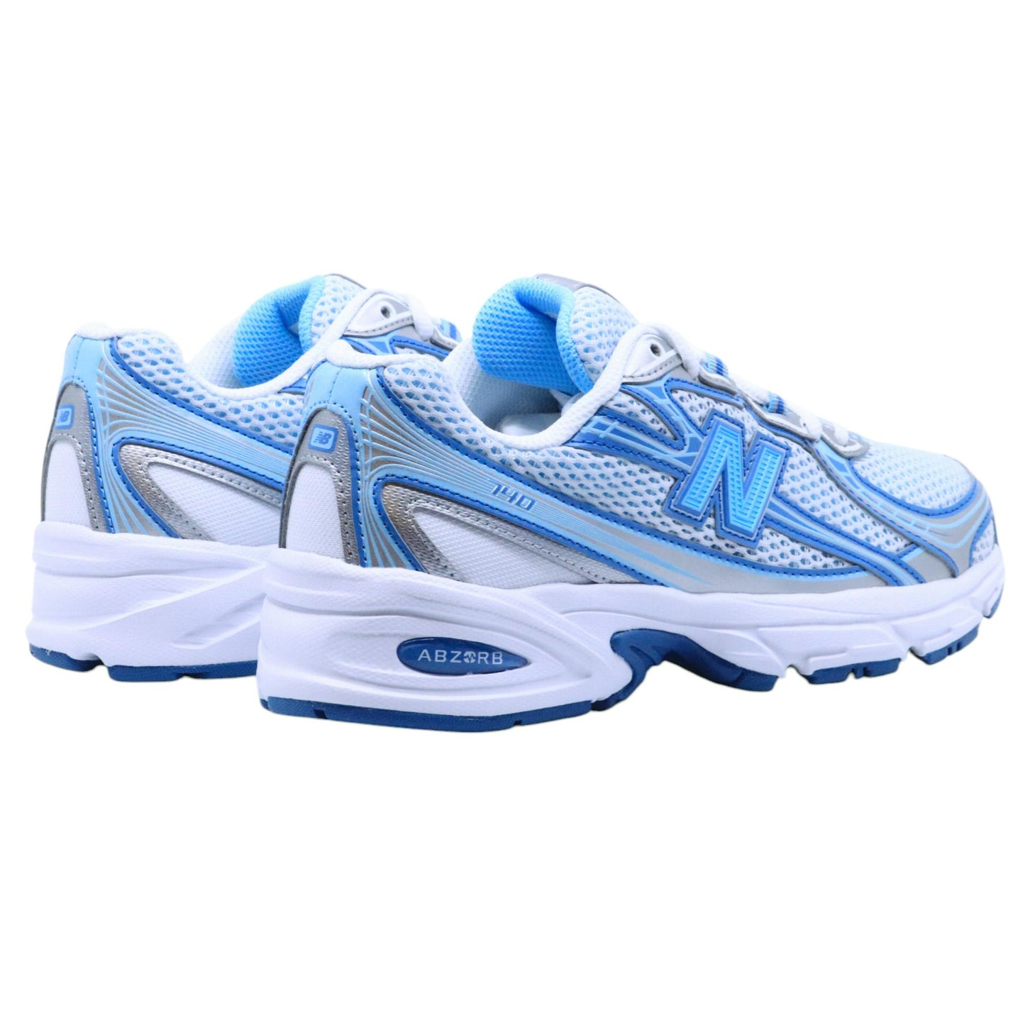New Balance 740 Blue Agate sneaker donna in suede e mesh bianco con dettagli azzurri 
