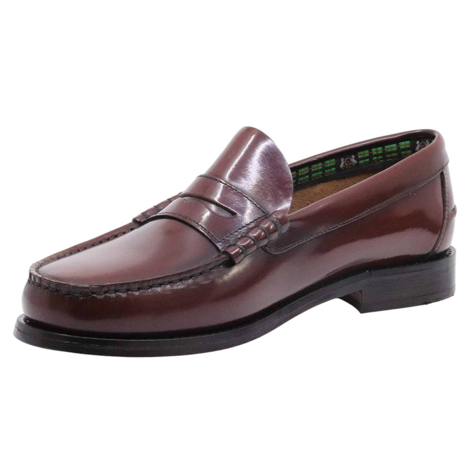 Saxone of Scotland Coll 29 mocassino uomo in pelle Burgundy Shiny fondo cuoio 