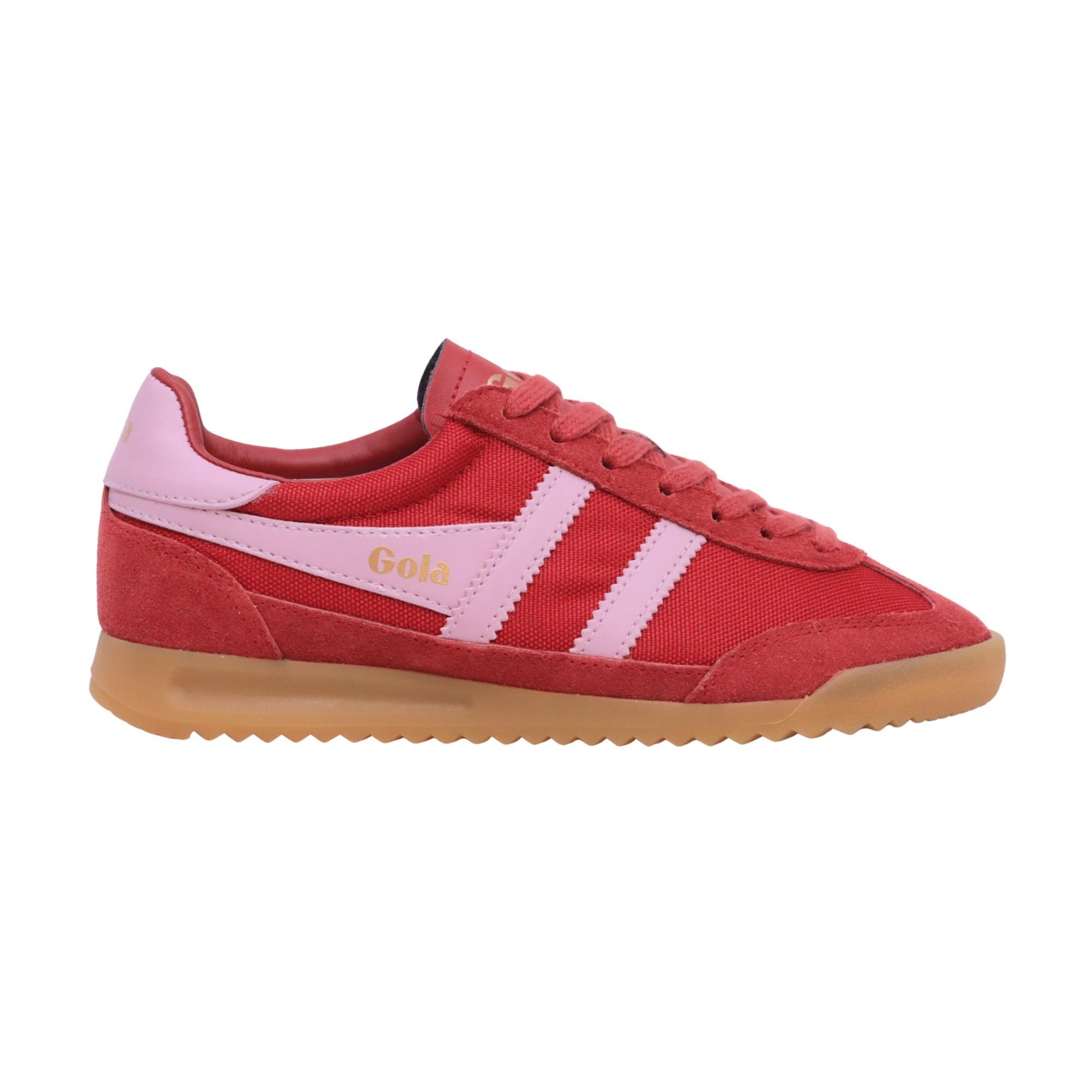 Gola Torpedo Trainers sneaker donna in tessuto rosso con dettagli rosa 