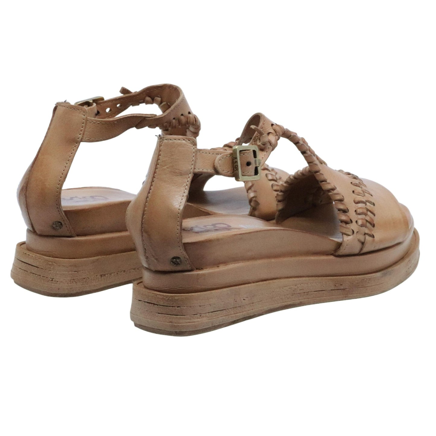 Sandalo donna AS98 A15044 in pelle color grano 