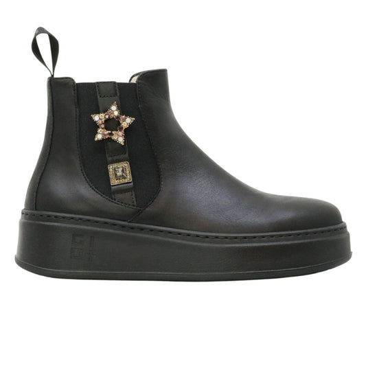 GIO+ PIADA04L Combi Black stivaletto donna in pelle nera con inserti colorati 