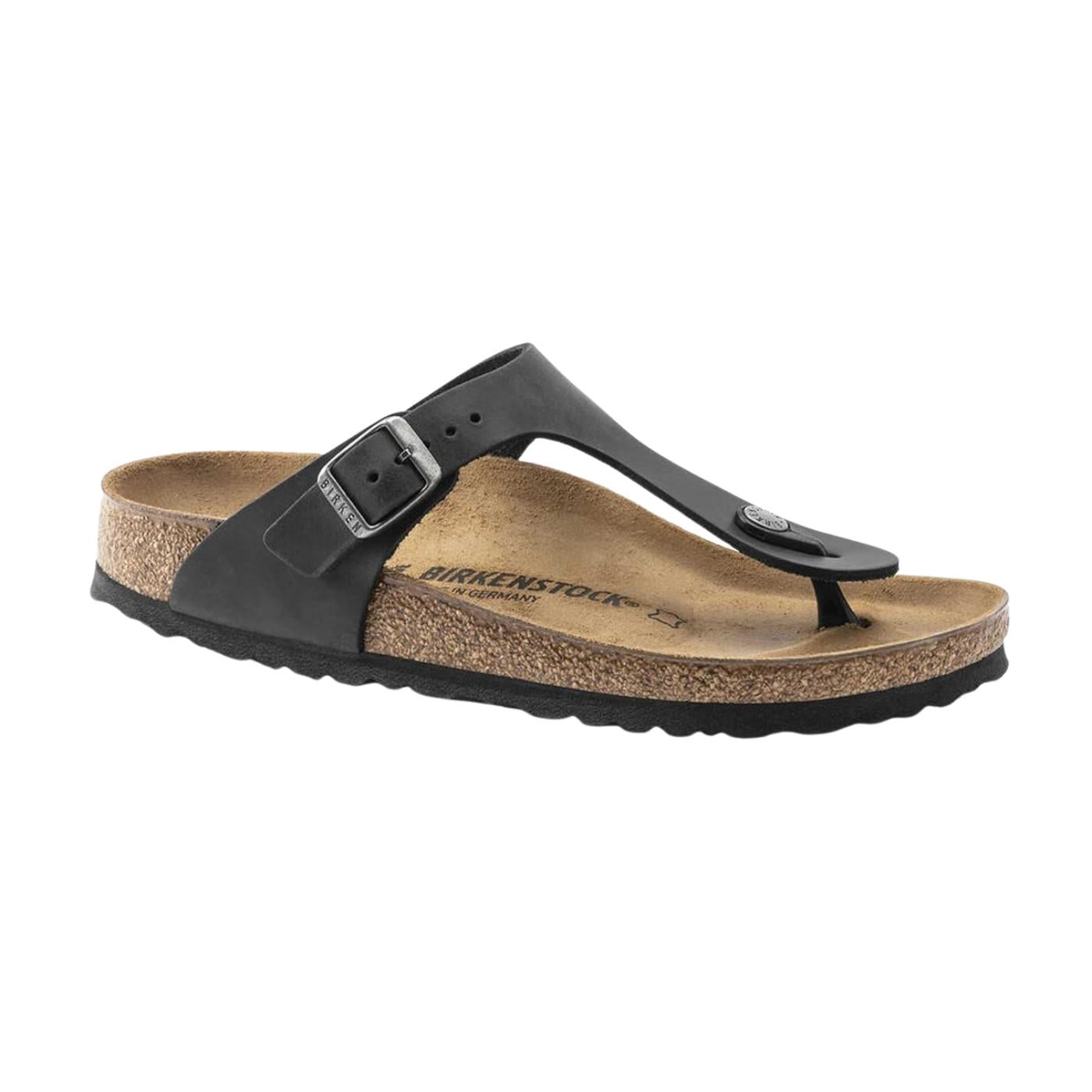 Birkenstock Gizeh pelle oliata nera sandalo infradito uomo regular fit 