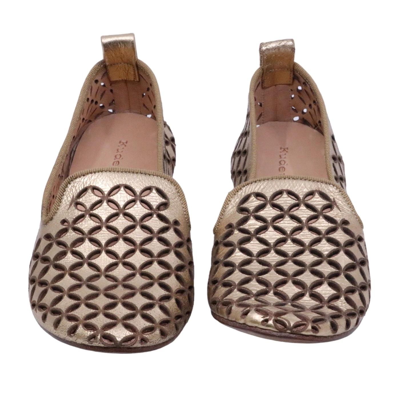 Mocassino donna Kudetà 314102 in pelle laminata oro 