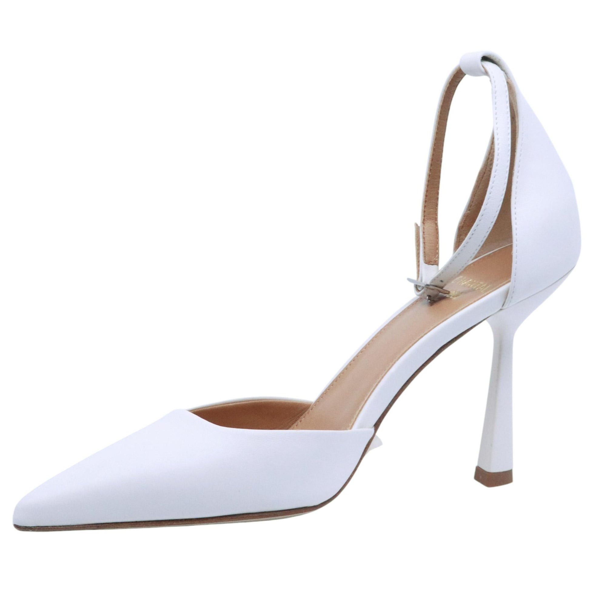 Décolleté donna Chantal 2509 in pelle bianco latte 