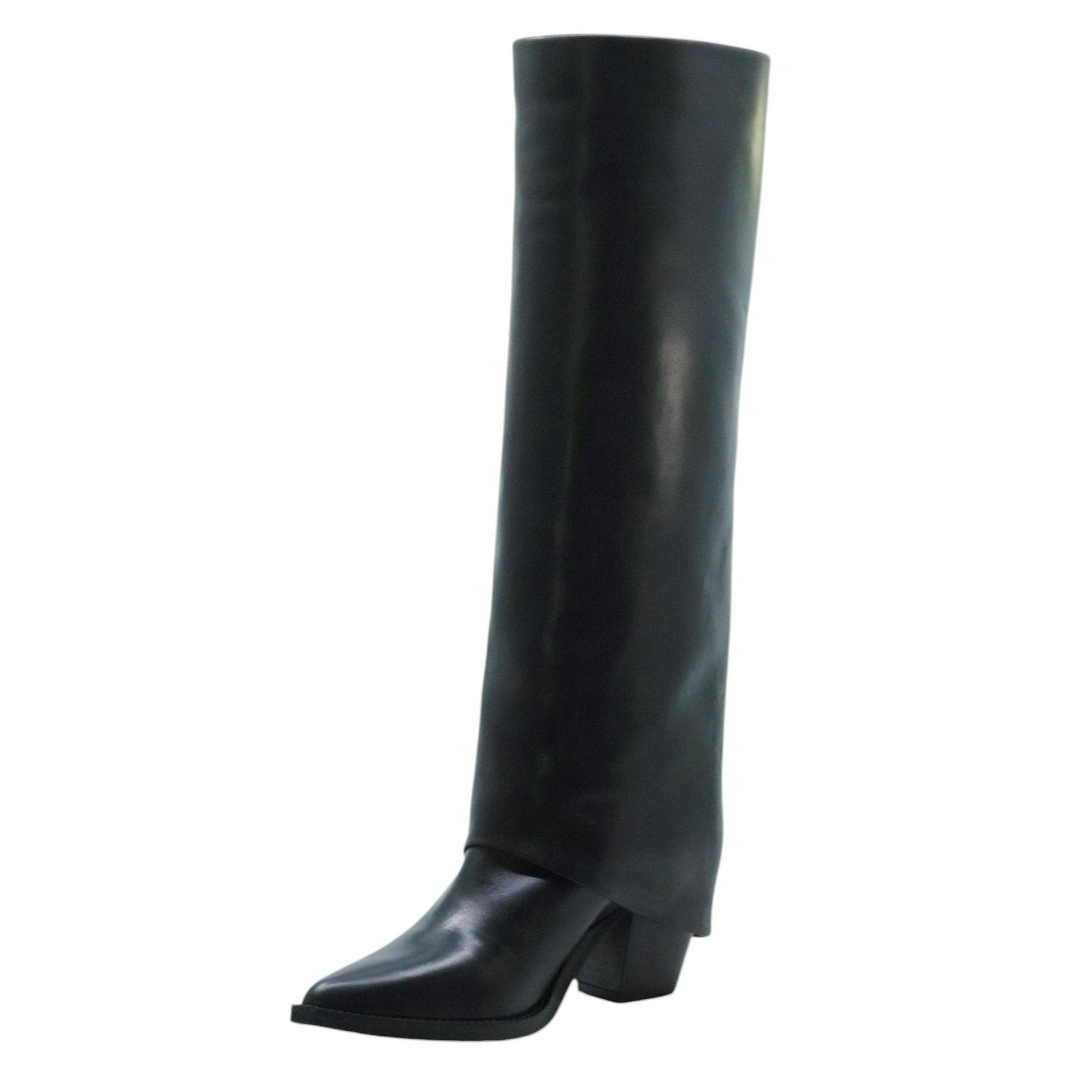 The Seller MW506 stivale donna in pelle nera con ghetta 