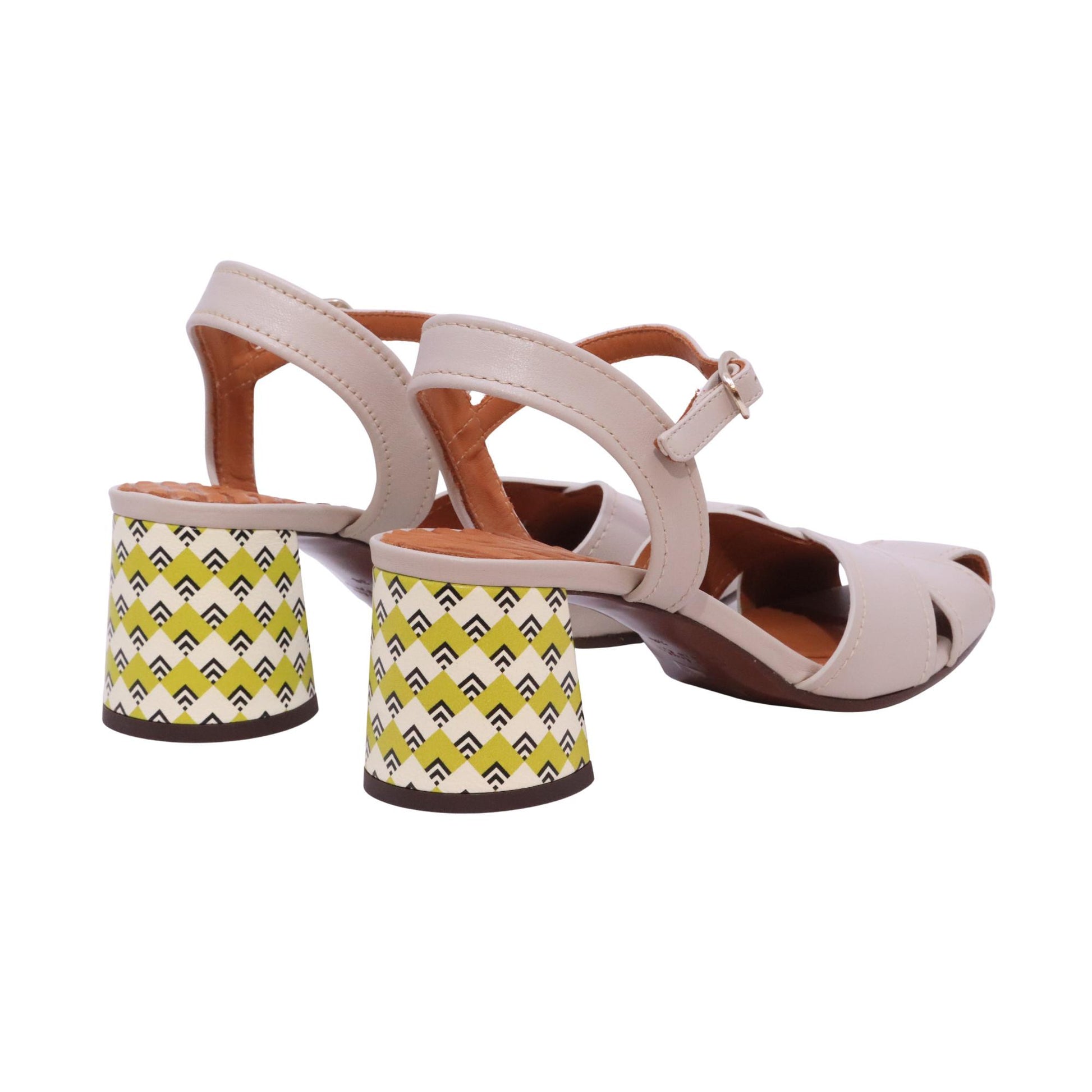 Chie Mihara Roley sandalo donna in pelle grigio cenere con tacco grafico 