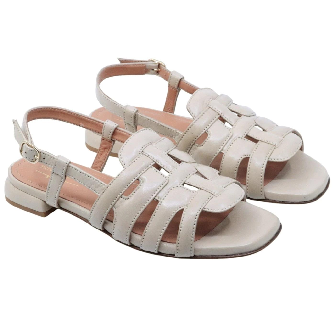 Sandalo donna Triver Flight 566 28 in pelle avorio 