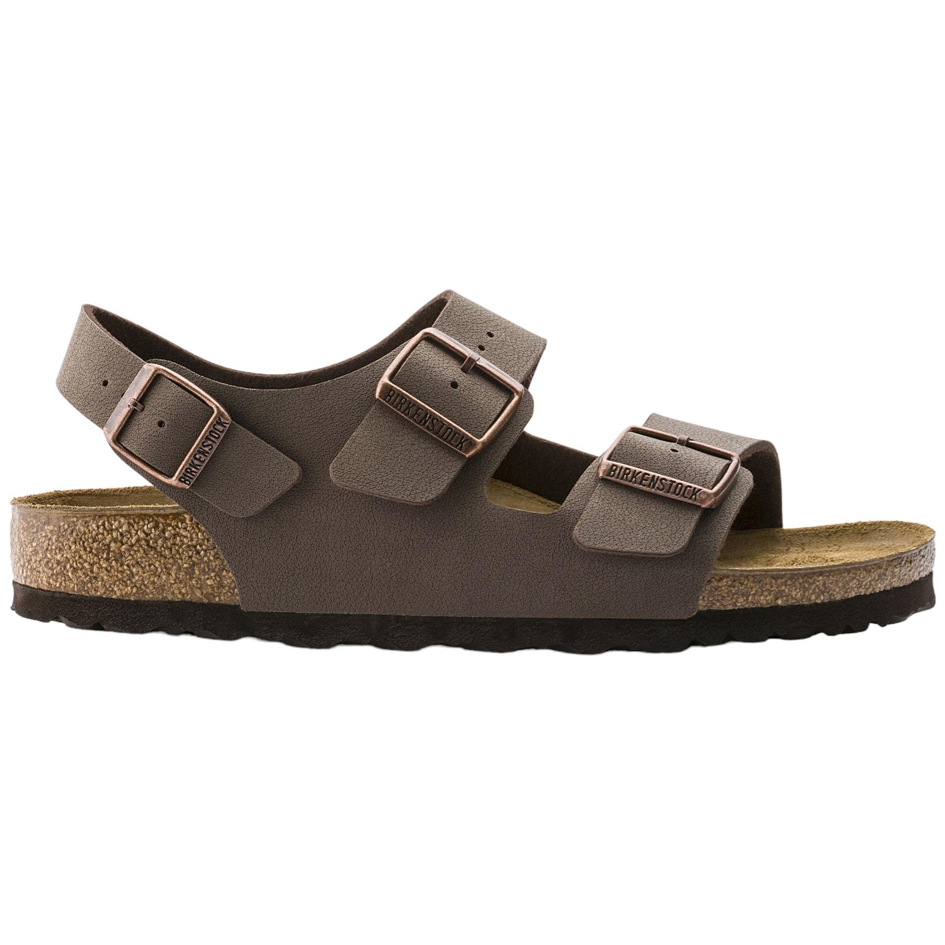 Birkenstock Milano sandalo tripla fibbia in marrone 