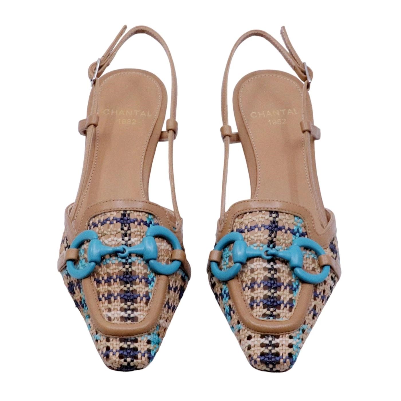 Slingback donna Chantal 2245 in pelle nocciola e corda intrecciata 