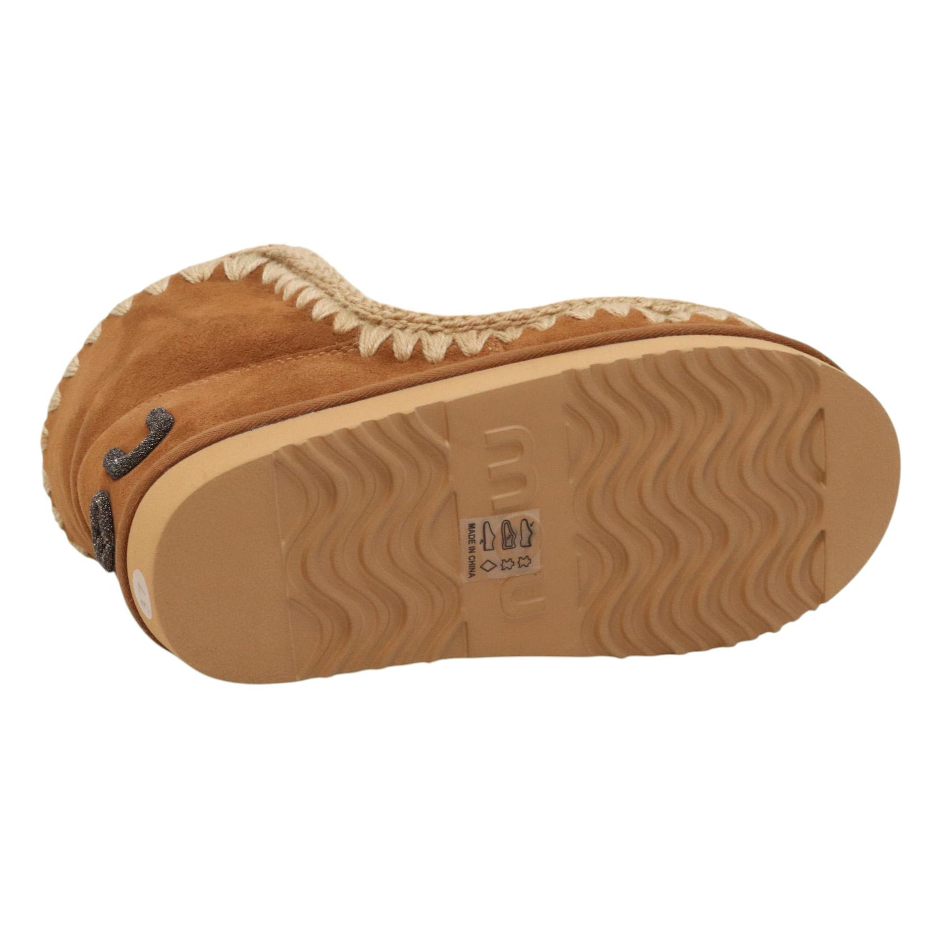 Mou Eskimo 18 glitter logo stivaletto donna in montone cognac 