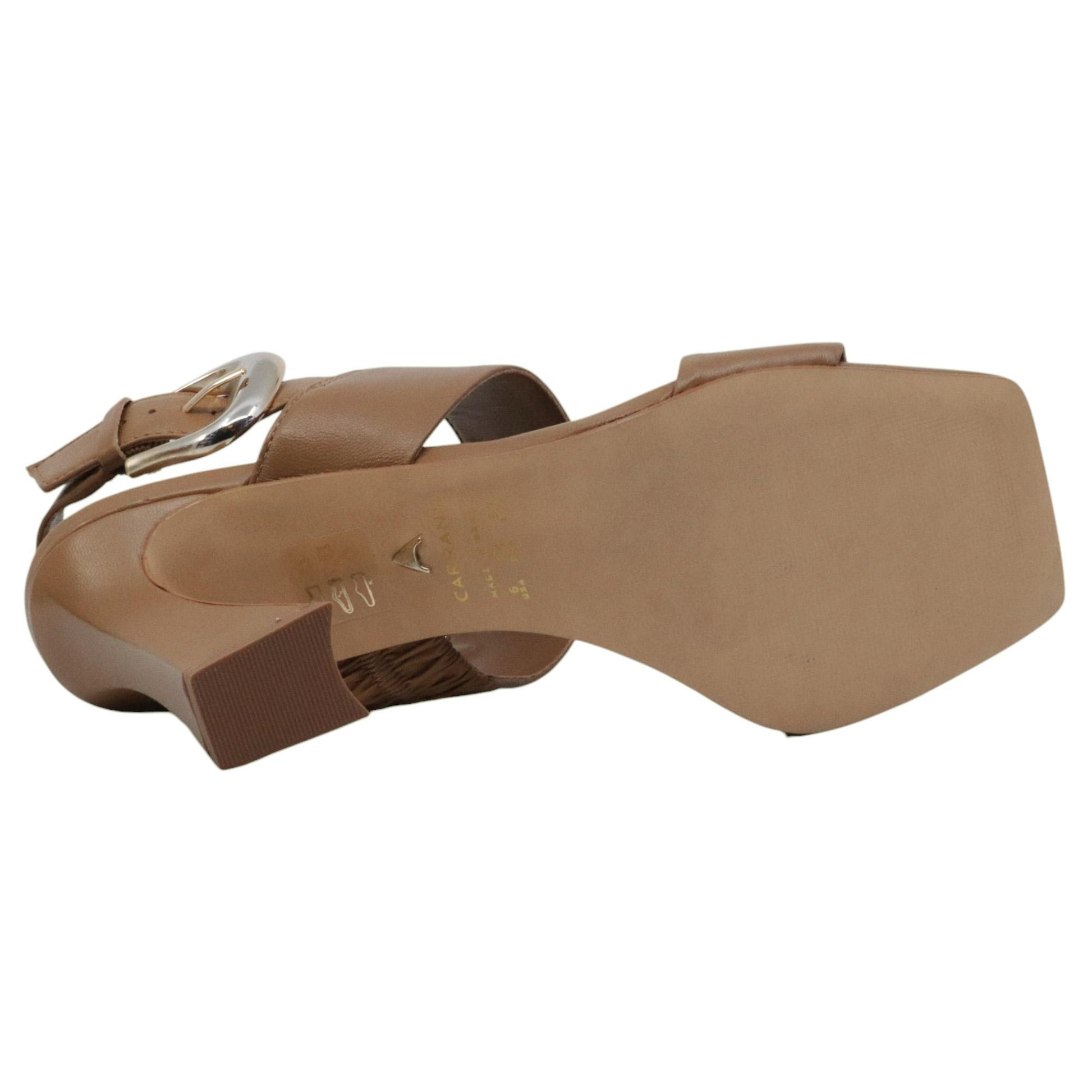 Sandalo con tacco donna Carrano 467034 in pelle marrone miele 