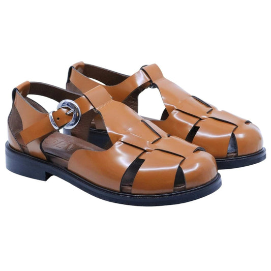 Sandalo donna Poeve JPG50 in pelle lucida cuoio 