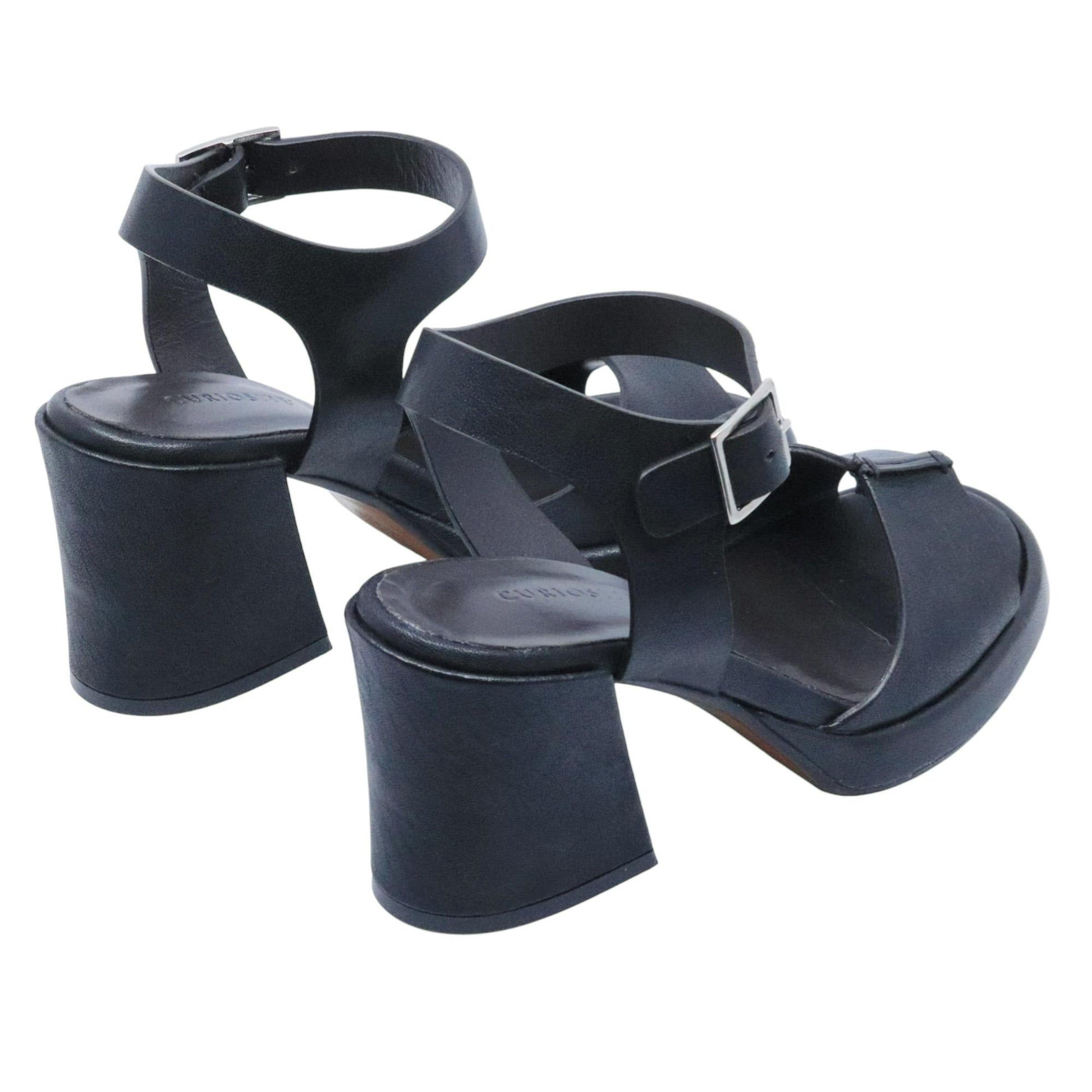 Sandalo con tacco Curiositè 2739 in pelle nera 