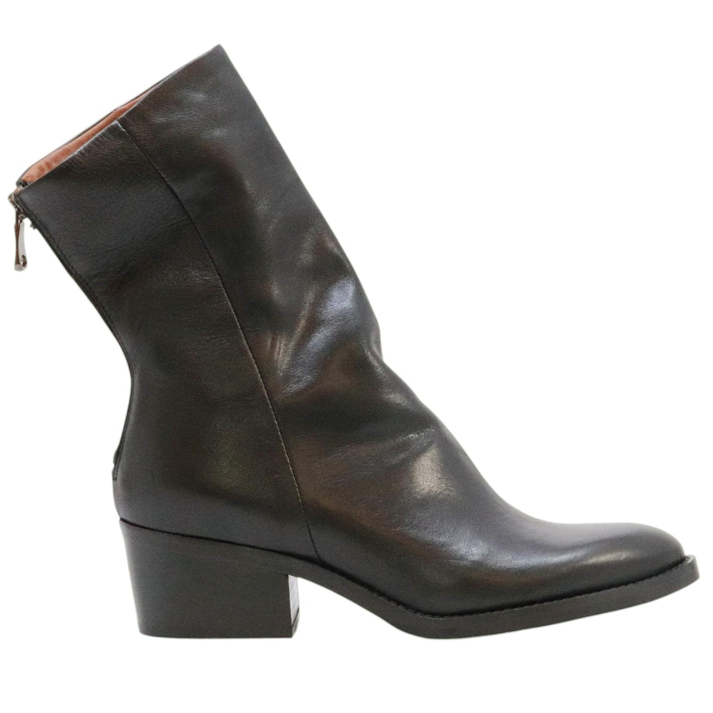 Curiositè 2806 stivaletto donna in pelle nera con zip posteriore 