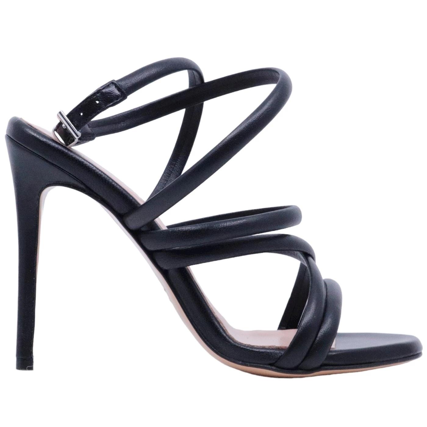 Sandalo donna Anna F in elegante pelle di colore nero 