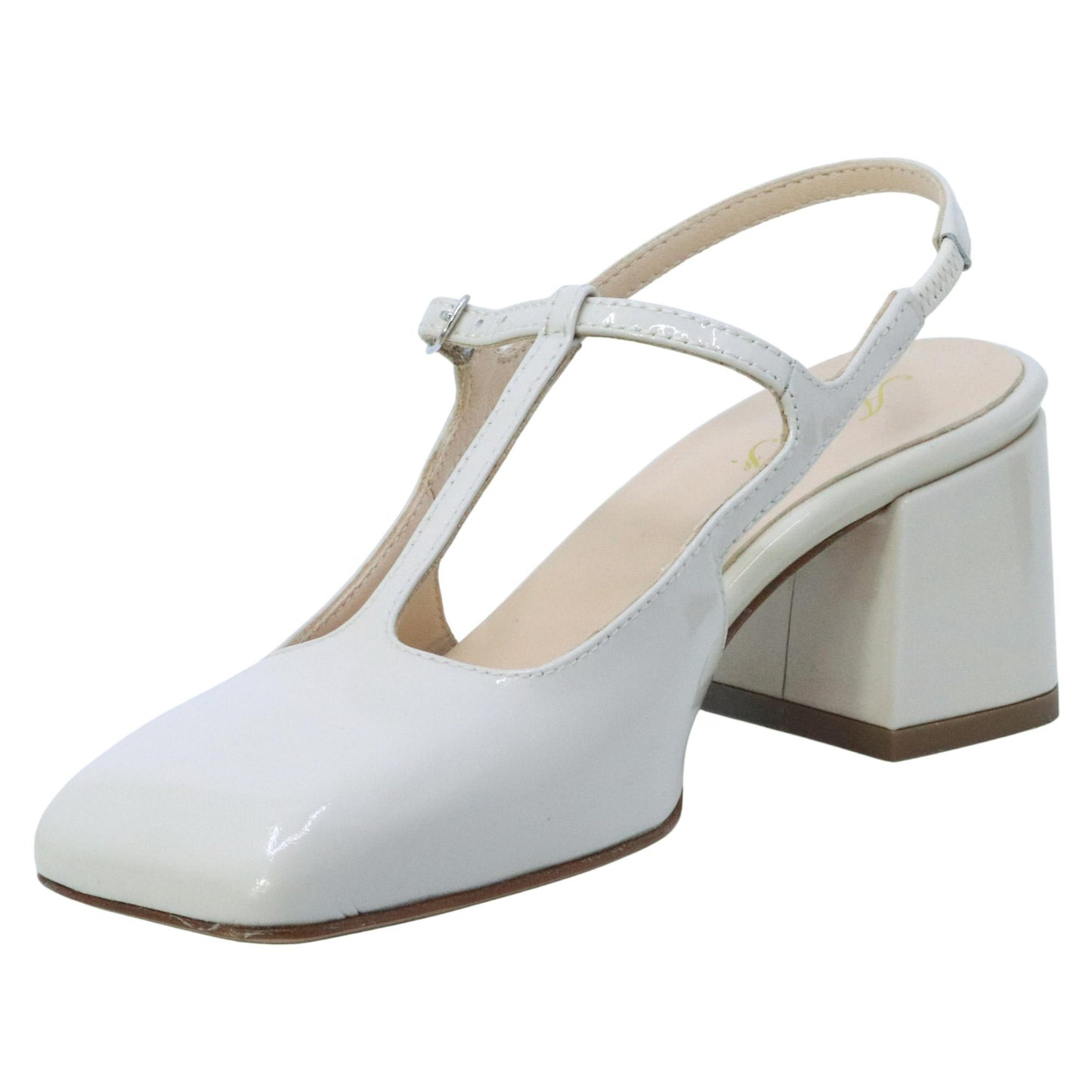 Slingback donna Anna F 1835 in pelle vernice bianca gesso 