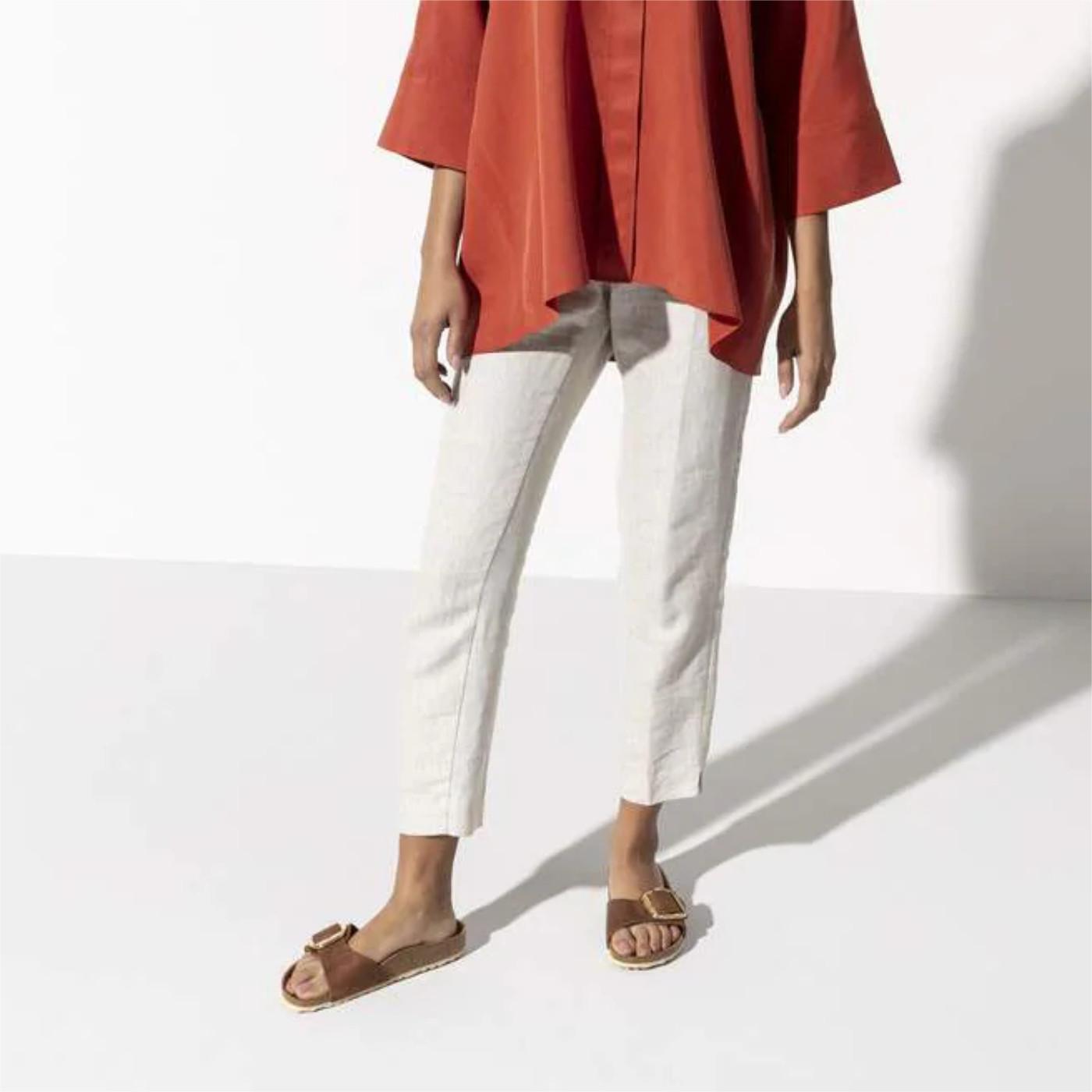 Birkenstock Madrid Big Buckle pelle oliata Cognac sandalo donna narrow fit 