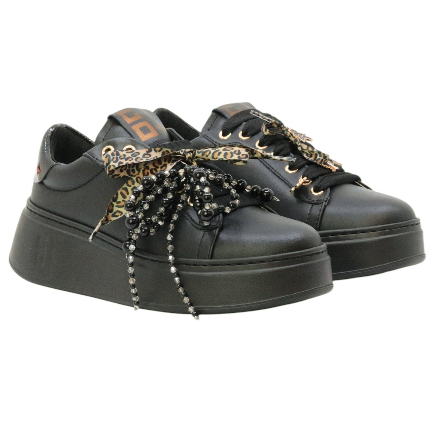 GIO+ PIA434A Combi sneaker donna in pelle nera 