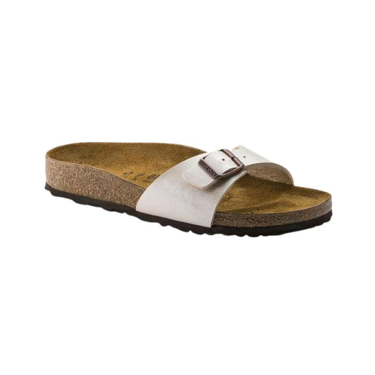 Birkenstock Madrid Graceful Pearl White sandalo donna Birko-Flor bianco perlato narrow fit 