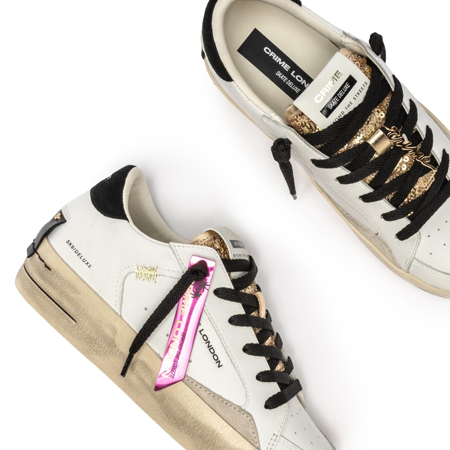 Crime London 25192 SK8 Deluxe sneaker donna in pelle bianca 