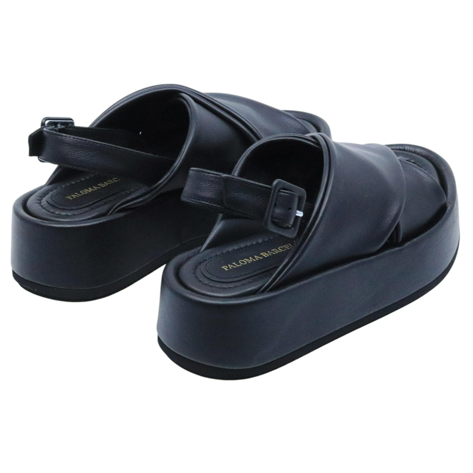 Sandalo platform Paloma Barceló 26 Basima in pelle nera 