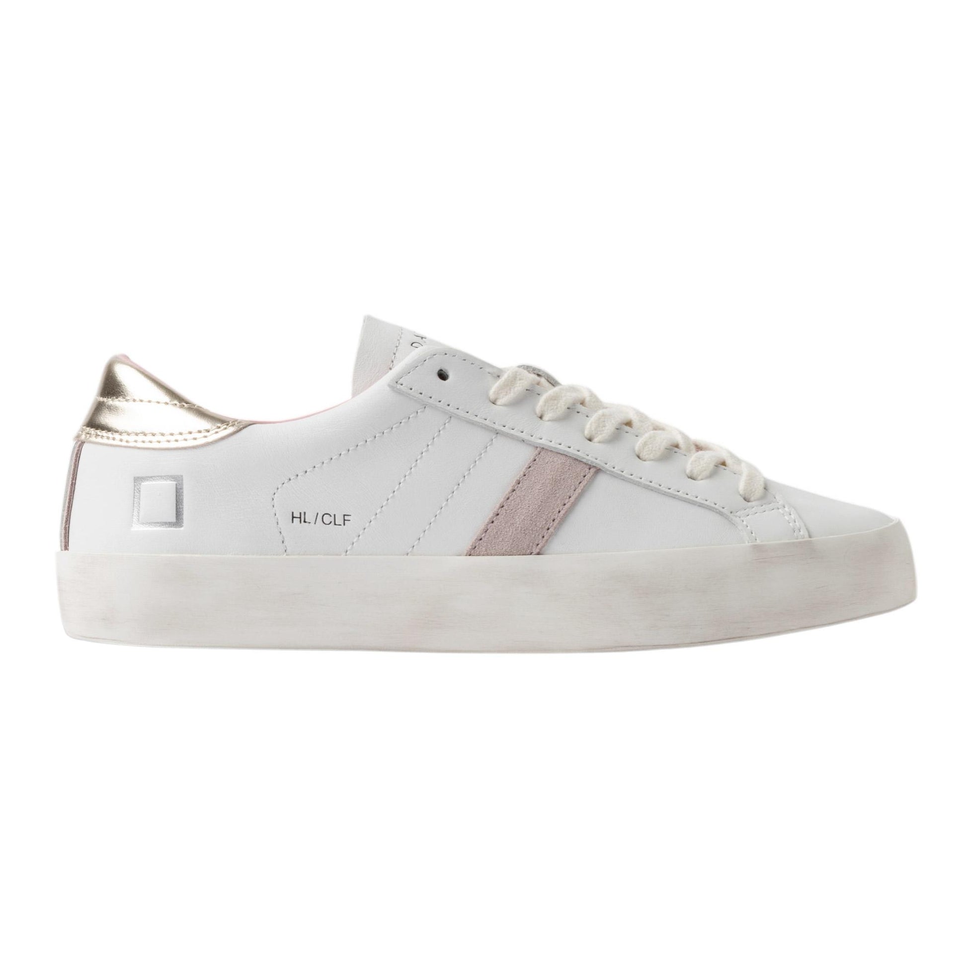 DATE Hill Low Calf White Platinum HL CA WM sneaker donna in pelle bianca 