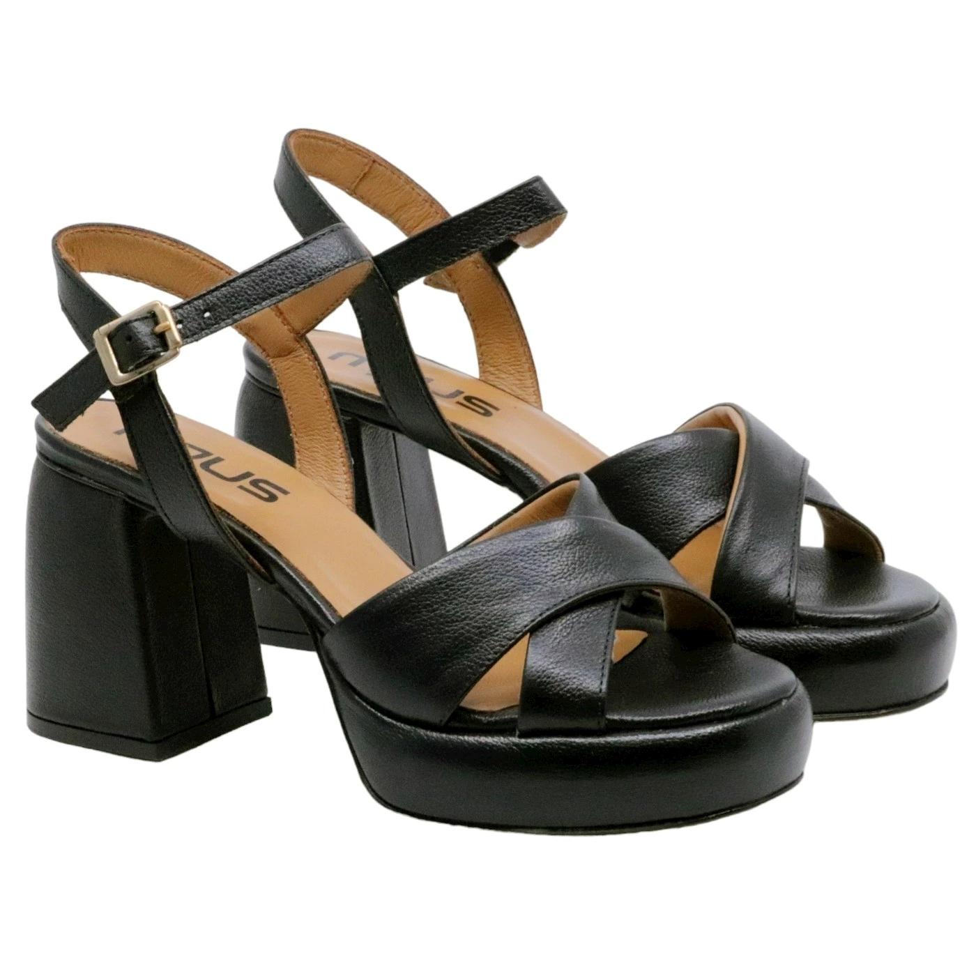 Sandalo con tacco Mjus T91005 in pelle nera 