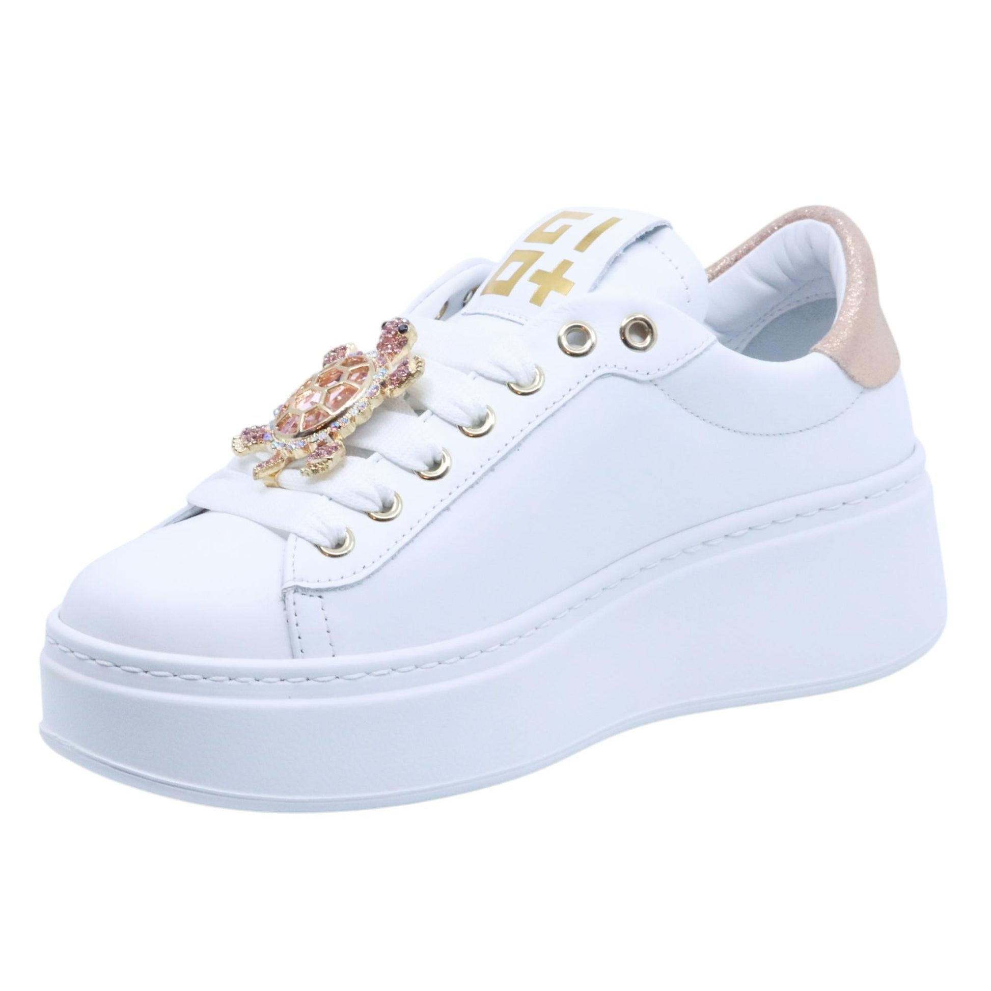 Sneaker donna Gio+ PIA322A in pelle bianco 