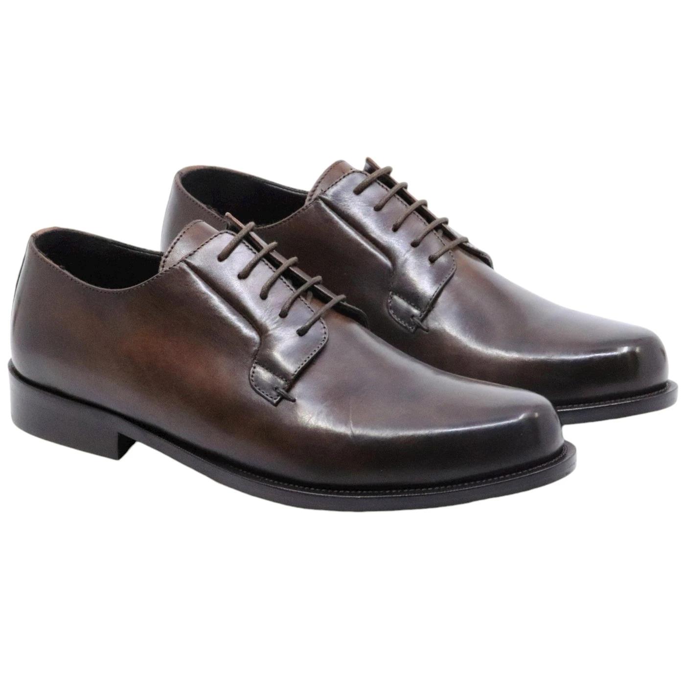 Scarpa Derby uomo Crispiniano 490 in pelle testa di moro 