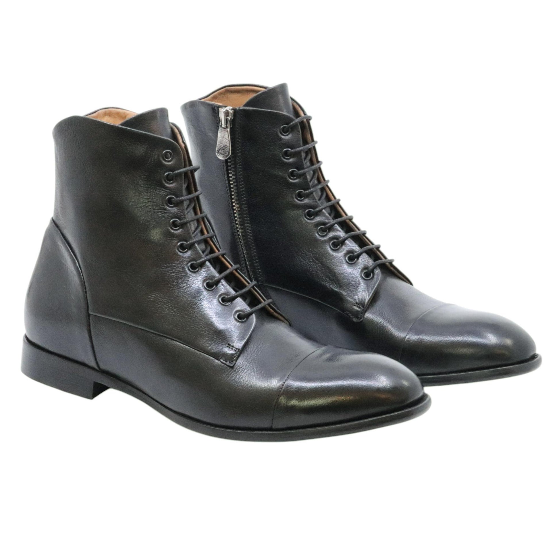Crispiniano 124-14 stivaletto uomo pelle nero con zip interna 