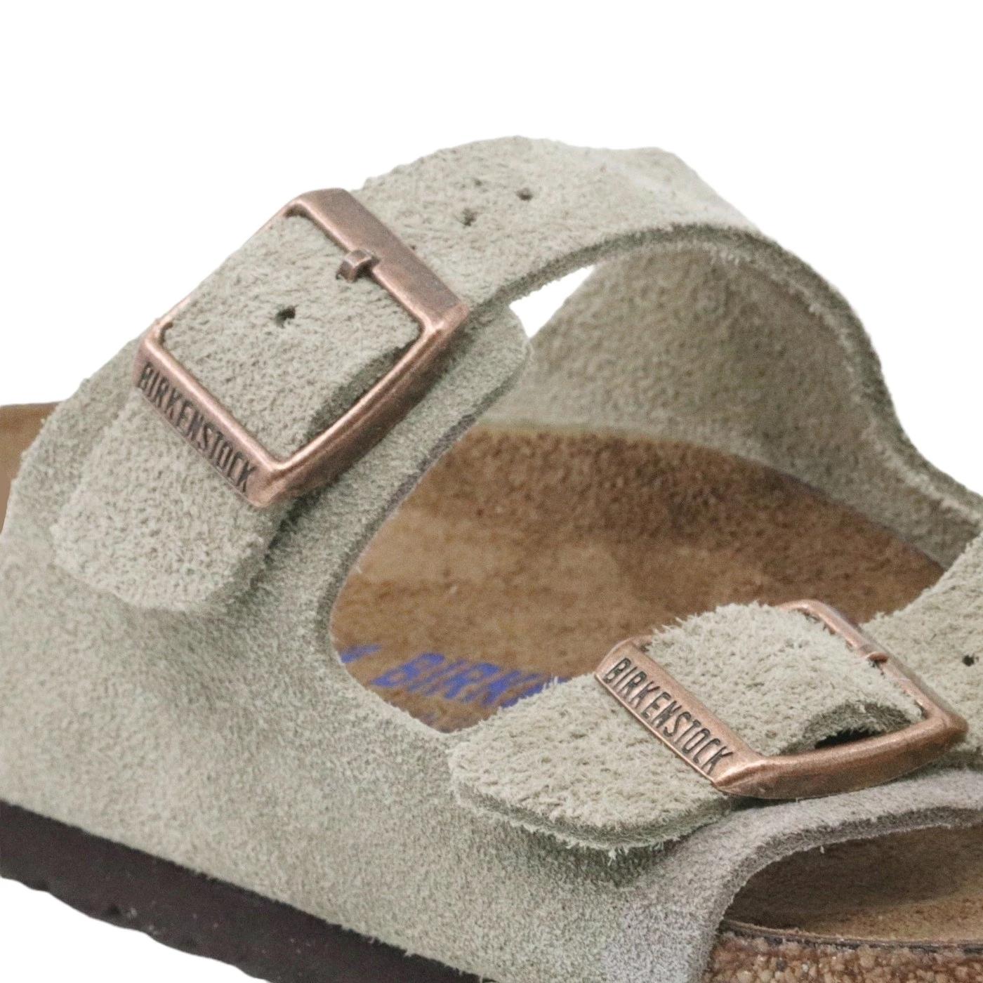 Birkenstock Arizona Suede Taupe sandalo doppia fibbia Narrow Fit 