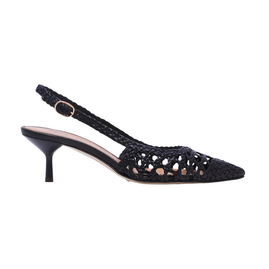 The Seller SE3028 slingback donna in pelle intrecciata nera 