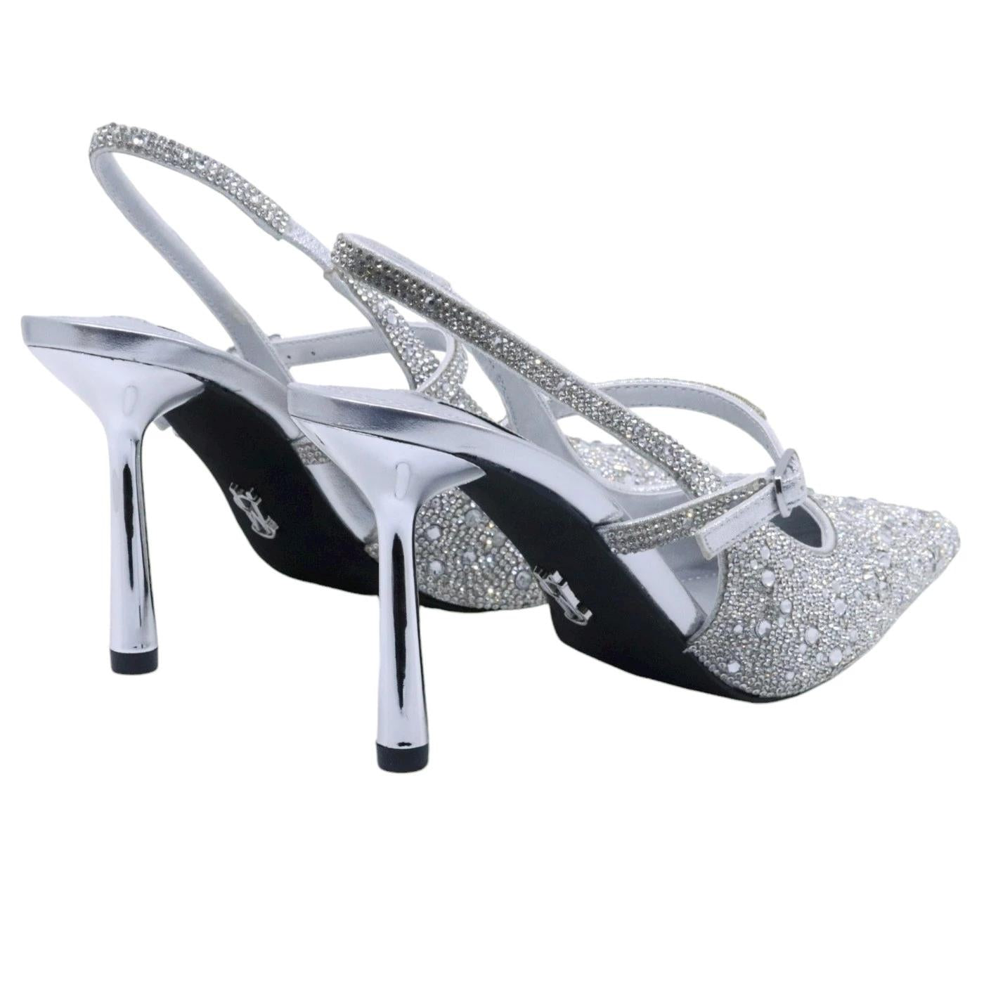 Slingback Steve Madden Armour con strass argento 