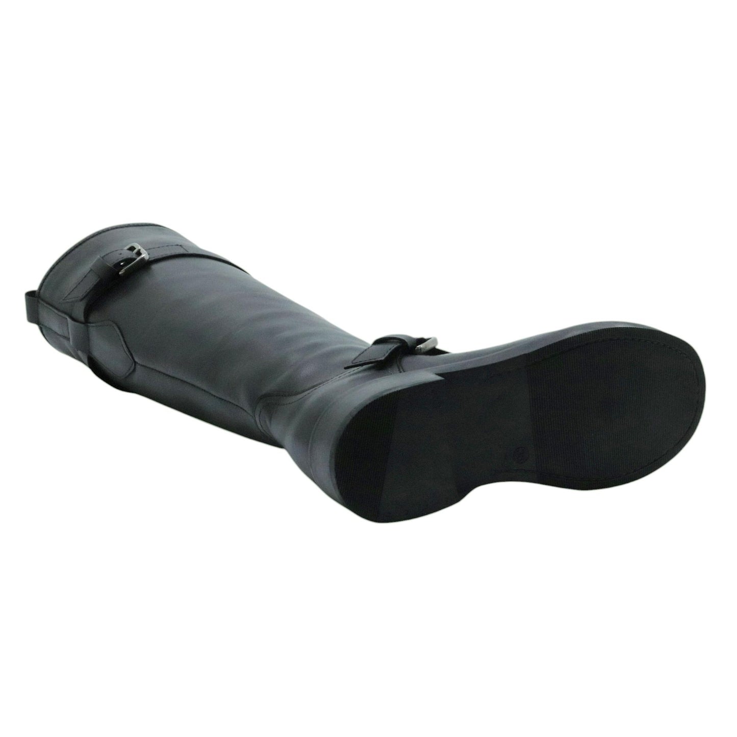 The Seller MW558 stivale donna in pelle nera con doppia fibbia 