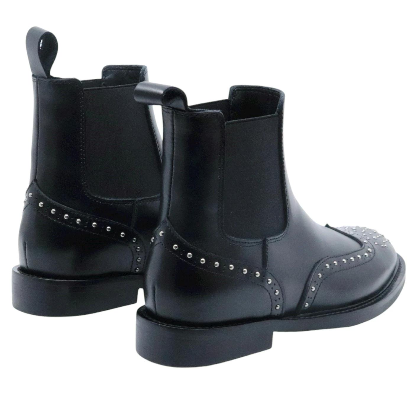 Chelsea Boot donna Anna F 9892 in pelle nera con borchiette 