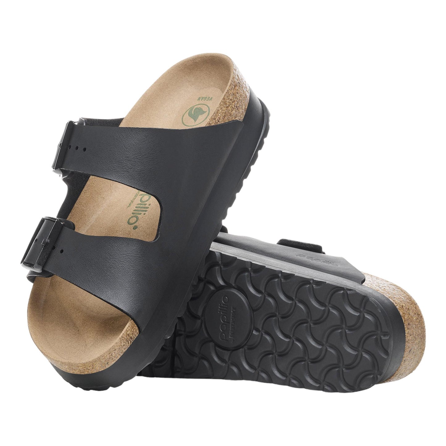 Birkenstock Arizona Papillo Flex Platform 1027395 sandalo donna doppia fibbia vegan nero platform 