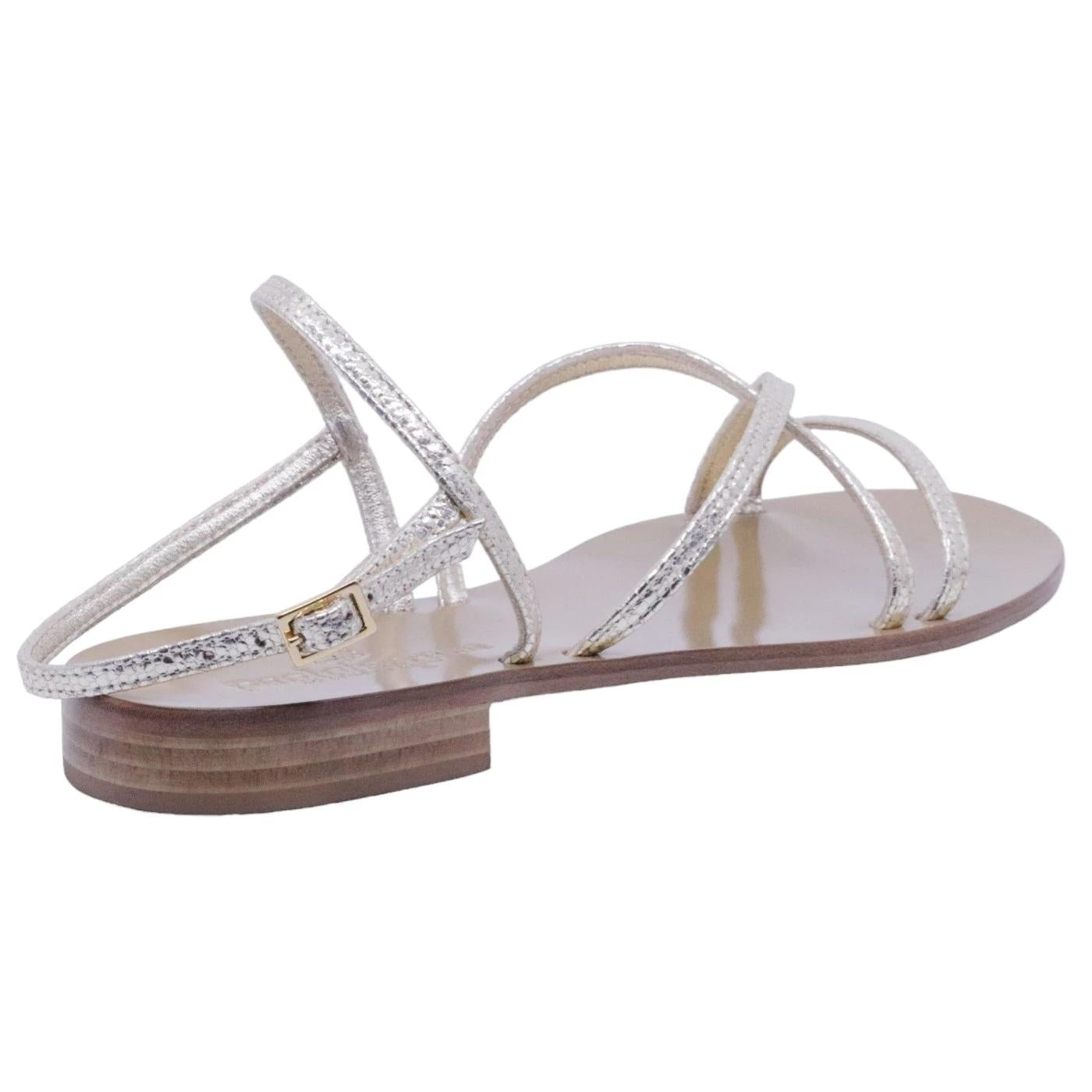 Sandalo caprese 3120C Paolo Ferrara in pelle diamantata platino 