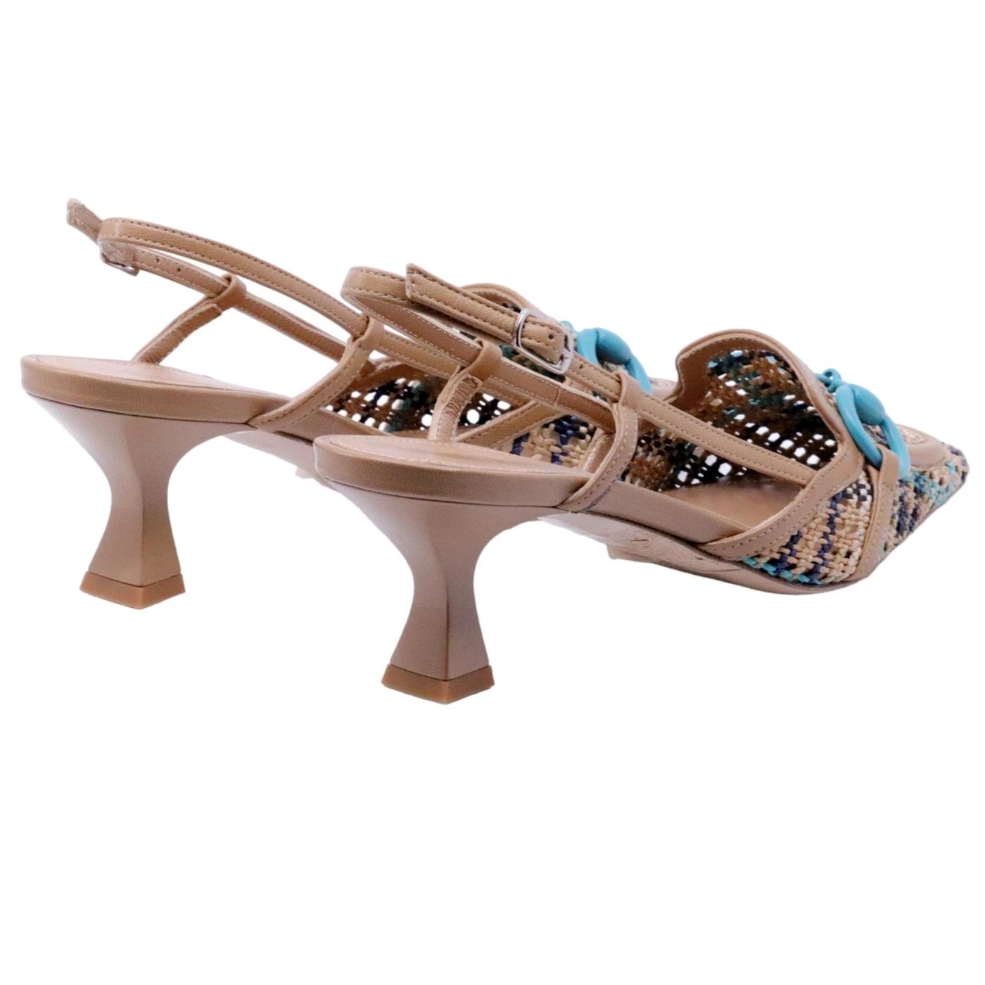 Slingback donna Chantal 2245 in pelle nocciola e corda intrecciata 